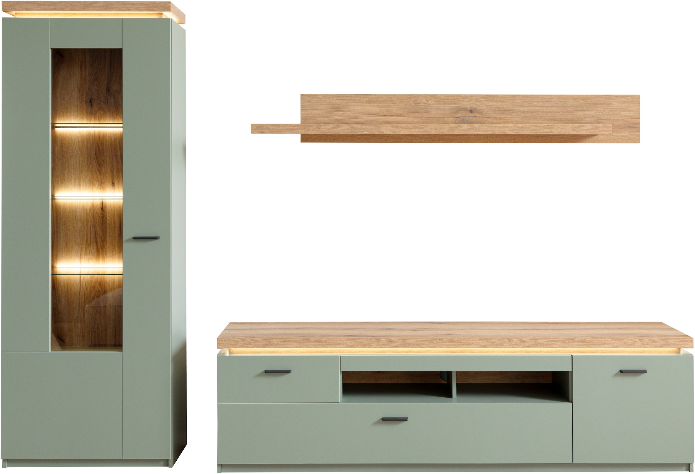 MCA furniture Wohnwand »MONIZ Wohnkomination 2«, (Komplett-Set, 3 St.), Türen/ Schubkästen gedämpft