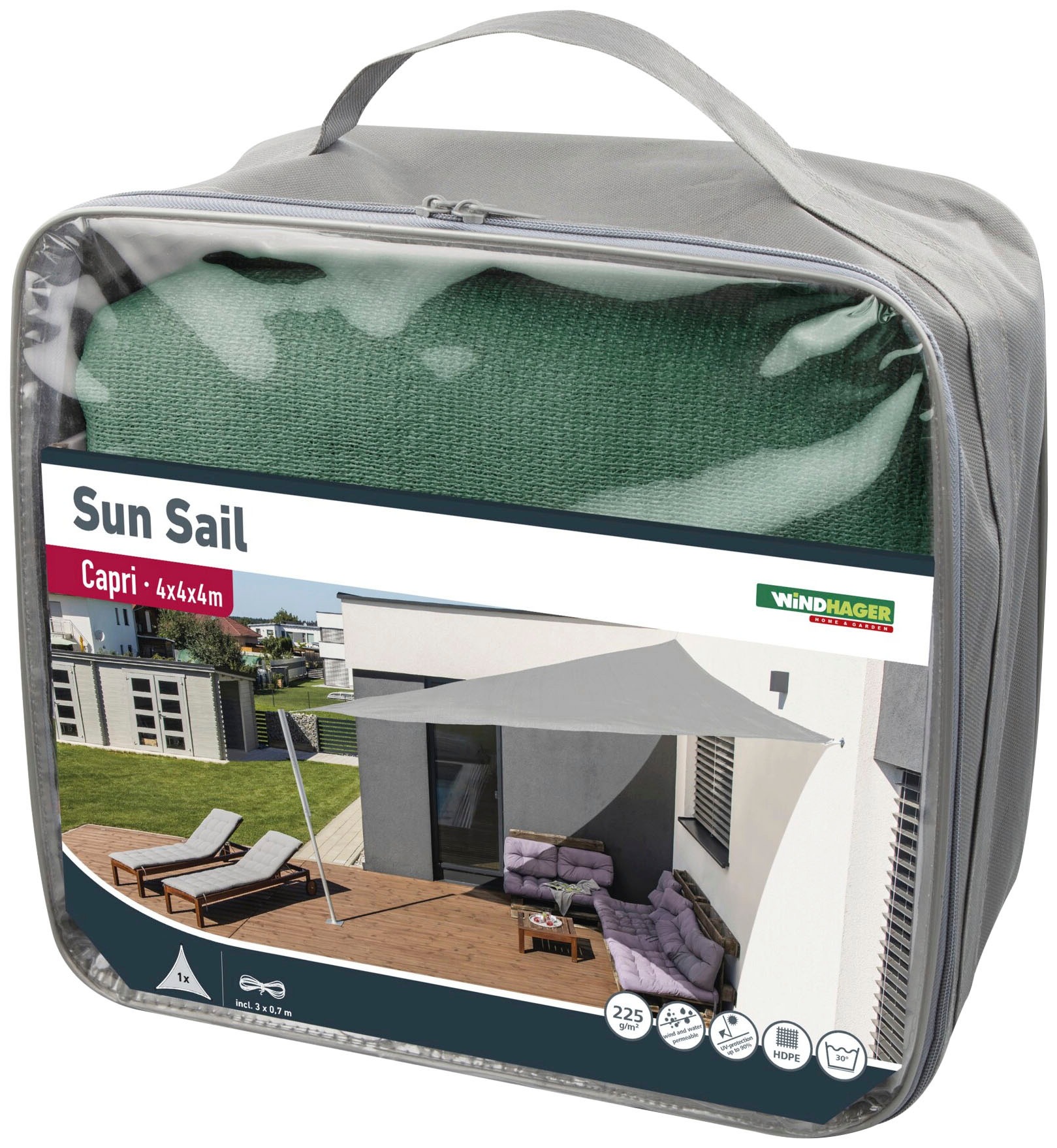 Windhager Sonnensegel »Capri Dreieck«, 4x4x4m, olive