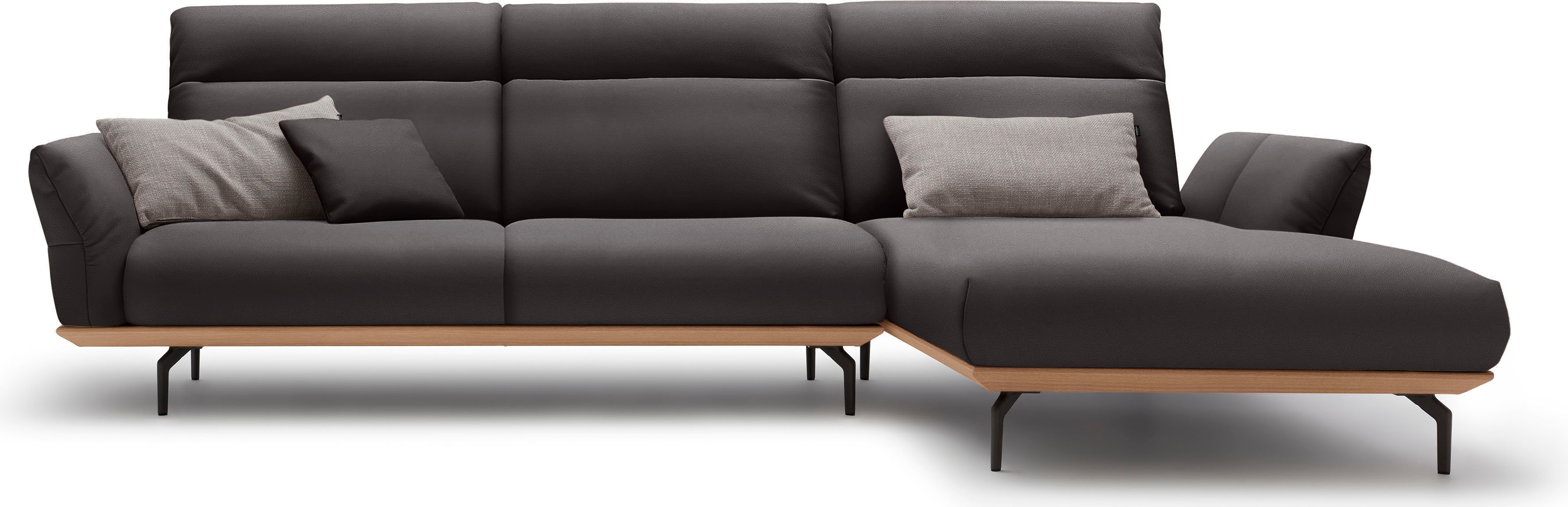 Creation BY ROLF BENZ Ecksofa "CR.460 Design-Sofa, verstellbare Rückenlehne, L-Form" Sockel in Eiche, Winkelfüße in Umbragrau, Breite 318 cm