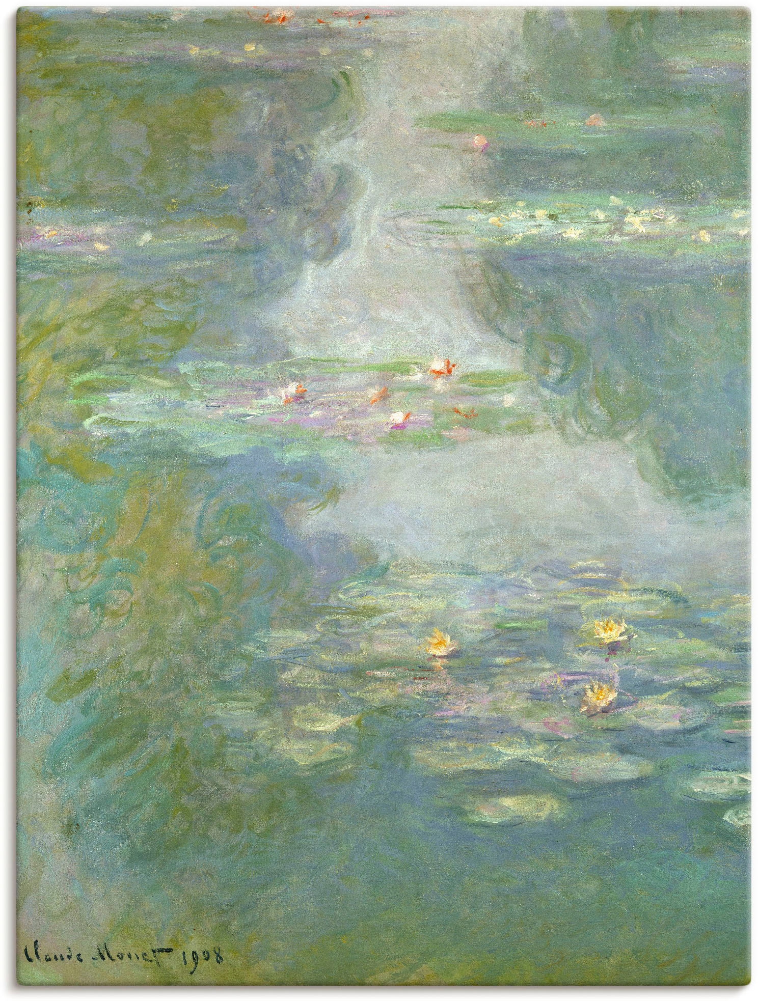 Artland Leinwandbild "Seerosen (Wasserlandschaft). 1908." Blumen 1 Stk. tlg. auf Holzrahmen gespannt