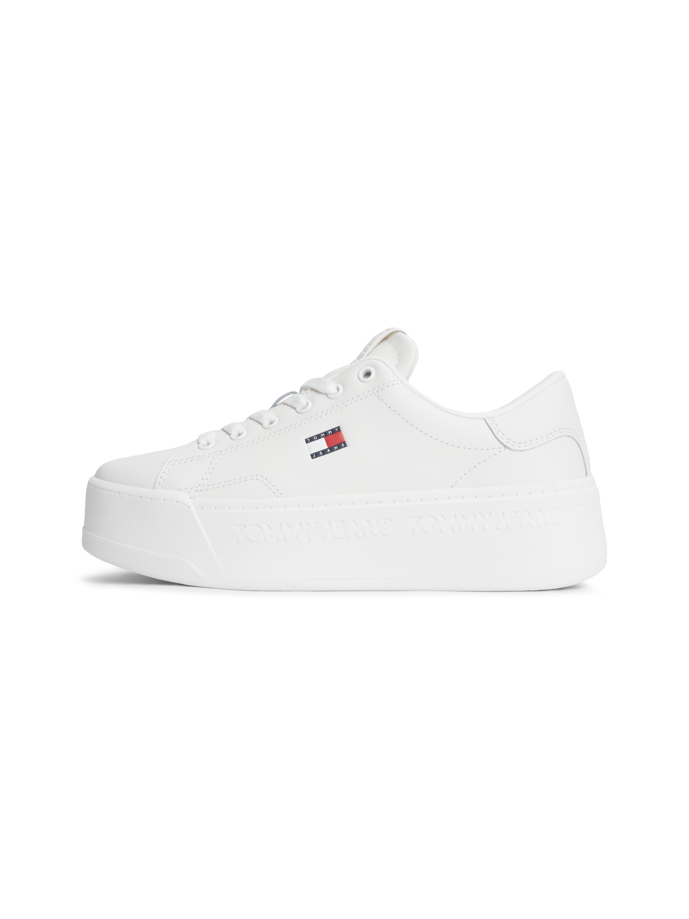 Tommy Jeans Plateausneaker »TJW SCRIPT CUPSOLE FLATFORM«  Freizeitschuh, Halbschuh, Schnürschuh mit seitlicher Logoflagge