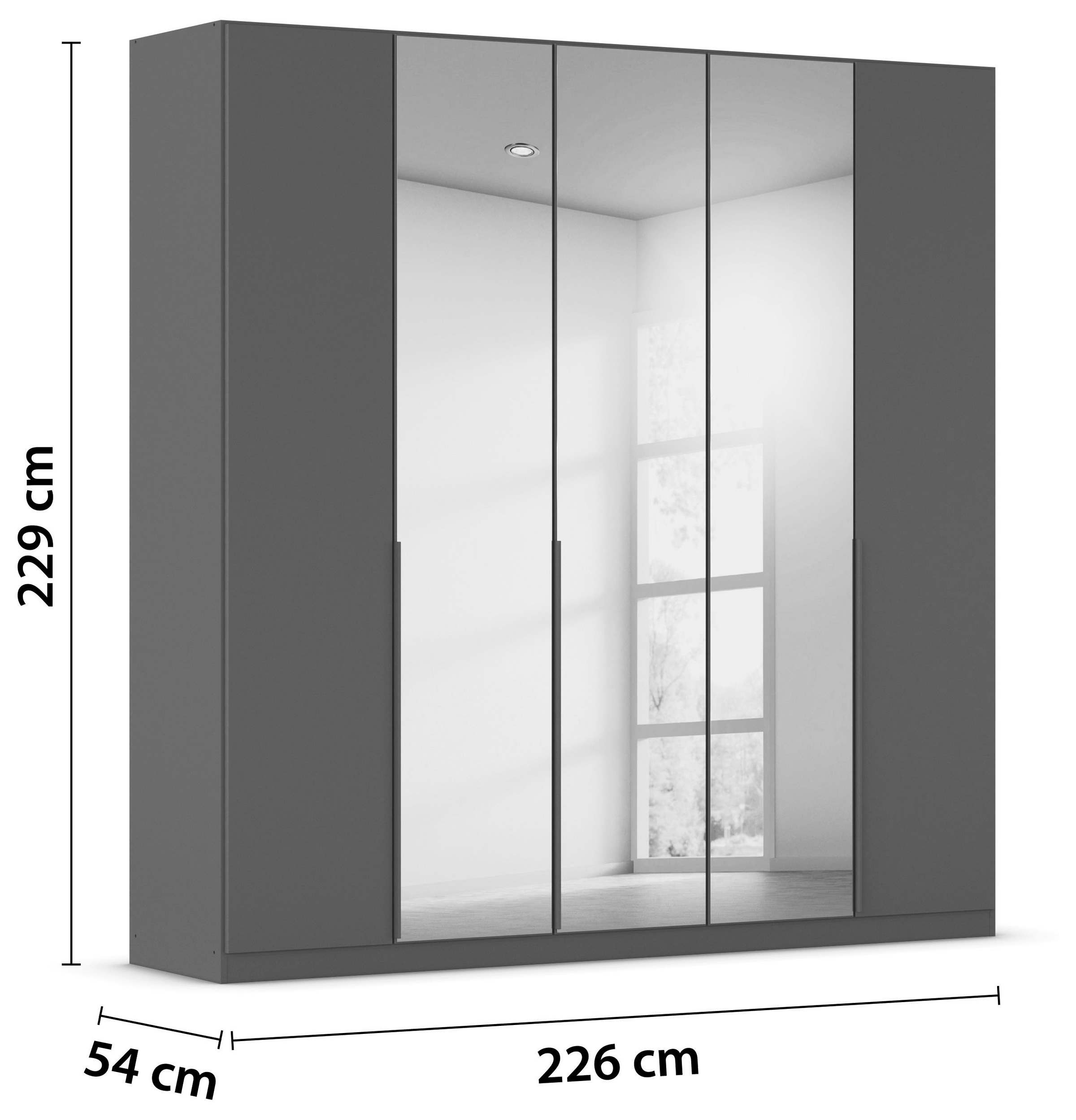 rauch Drehtürenschrank »Kleiderschrank Schrank Garderobe AGORDO mit Dekor- oder Hochglanzfront«, (in zwei Griff-Farben), durchdachte Innenausstattung, in 6 Breiten und 2 Höhen MADE IN GERMANY