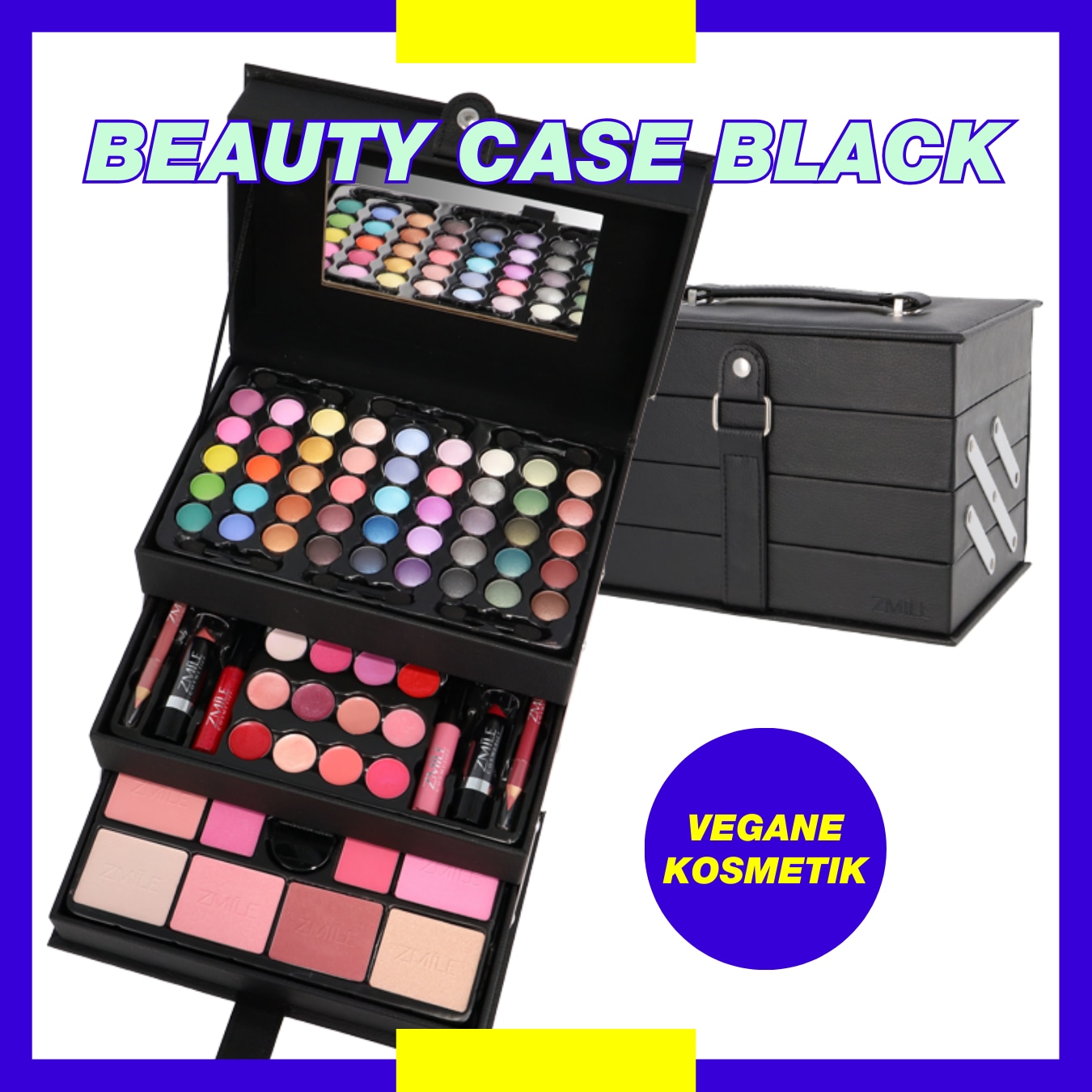 ZMILE COSMETICS Kosmetik-Koffer »Beauty Case' black«, (82 tlg.), mit veganer Formulierung