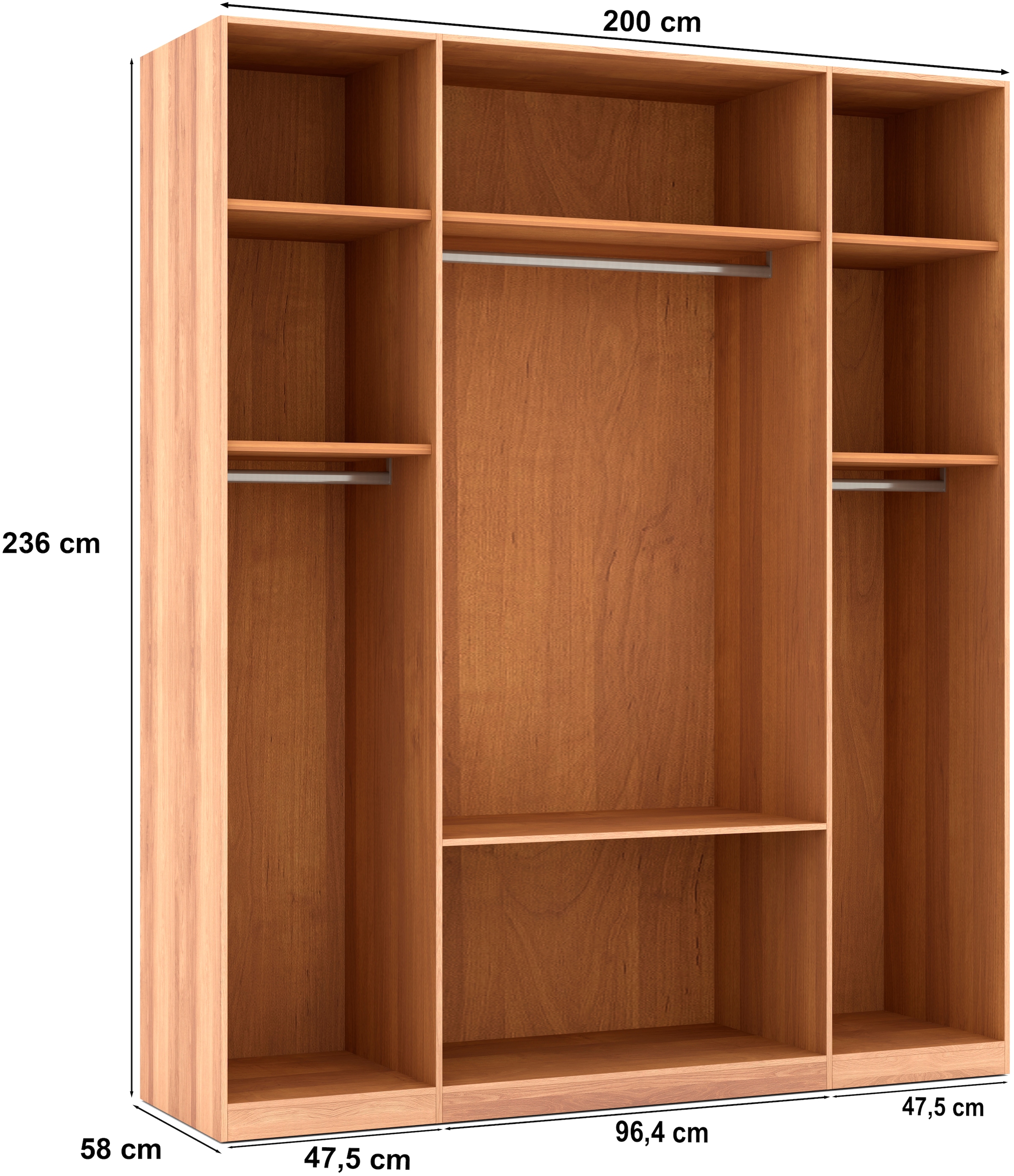 Musterring Drehtürenschrank »Sorrent, Kleiderschrank, teilmassiv Eiche«, (mit Türdämpfern, mit Schubladen, extra Böden, MADE IN GERMANY), Türen in Eiche massiv und als Parsol-Bronze-Spiegel, mit Schubkästen