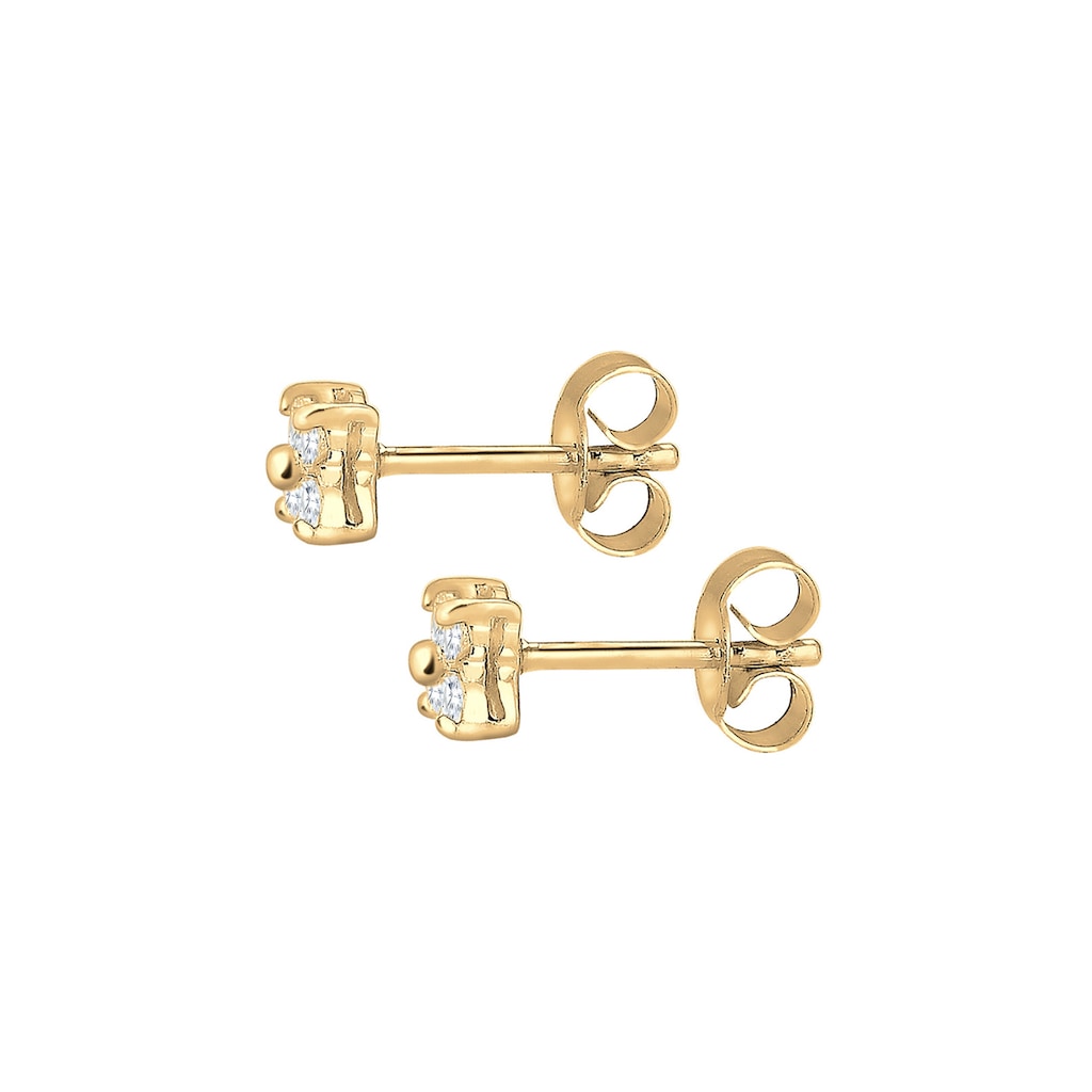 Elli Premium Paar Ohrstecker »Blume Zirkonia 585 Gelbgold«