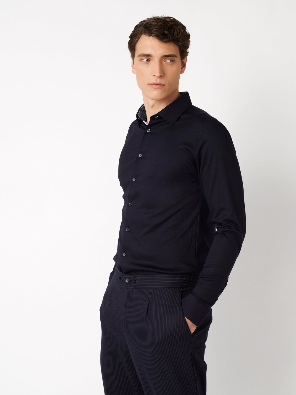 DESOTO Langarmhemd »Jersey Casual Kent« Businesshemd, Jersey, Kentkragen, slim fit