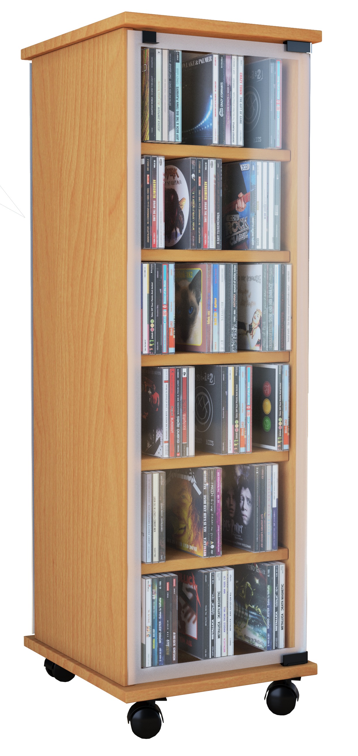 Media-Regal VCM, B:31cm T:35cmbuche, Regale, "Holz CD DVD Stand Regal Schrank Valenza Glastür"