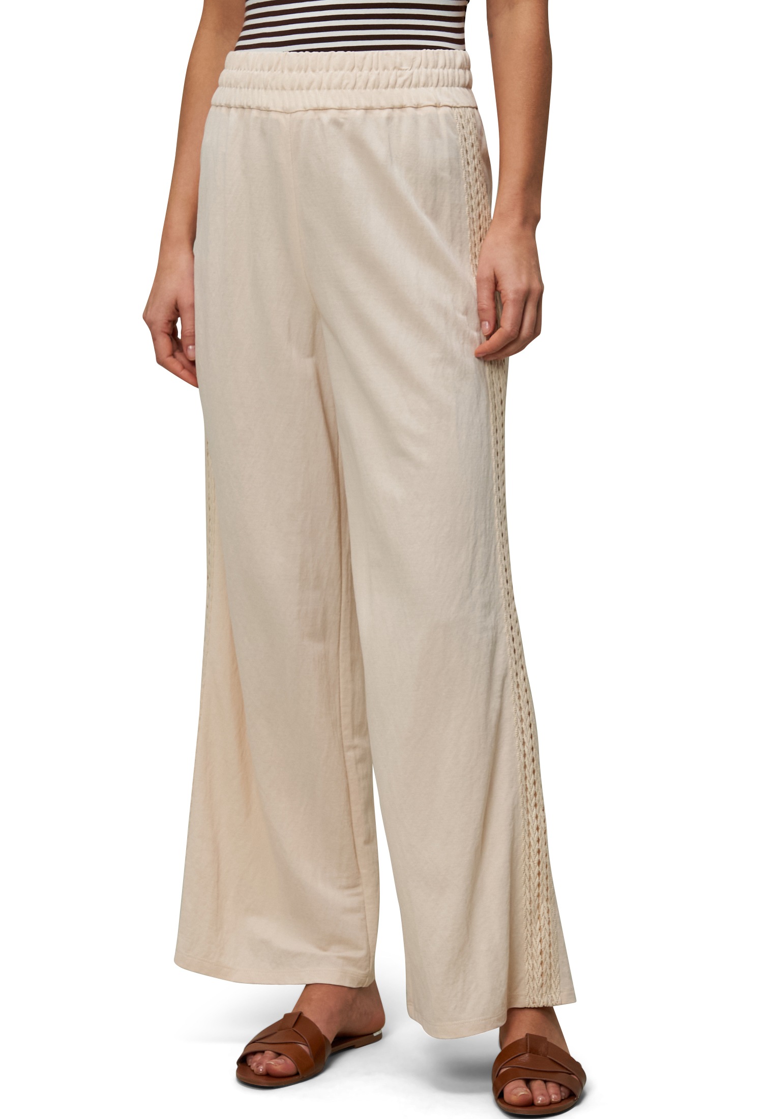 Zero Stoffhose "zero Damen Hose weites Bein Ajourbordüre 28 Inch", Lochmust günstig online kaufen