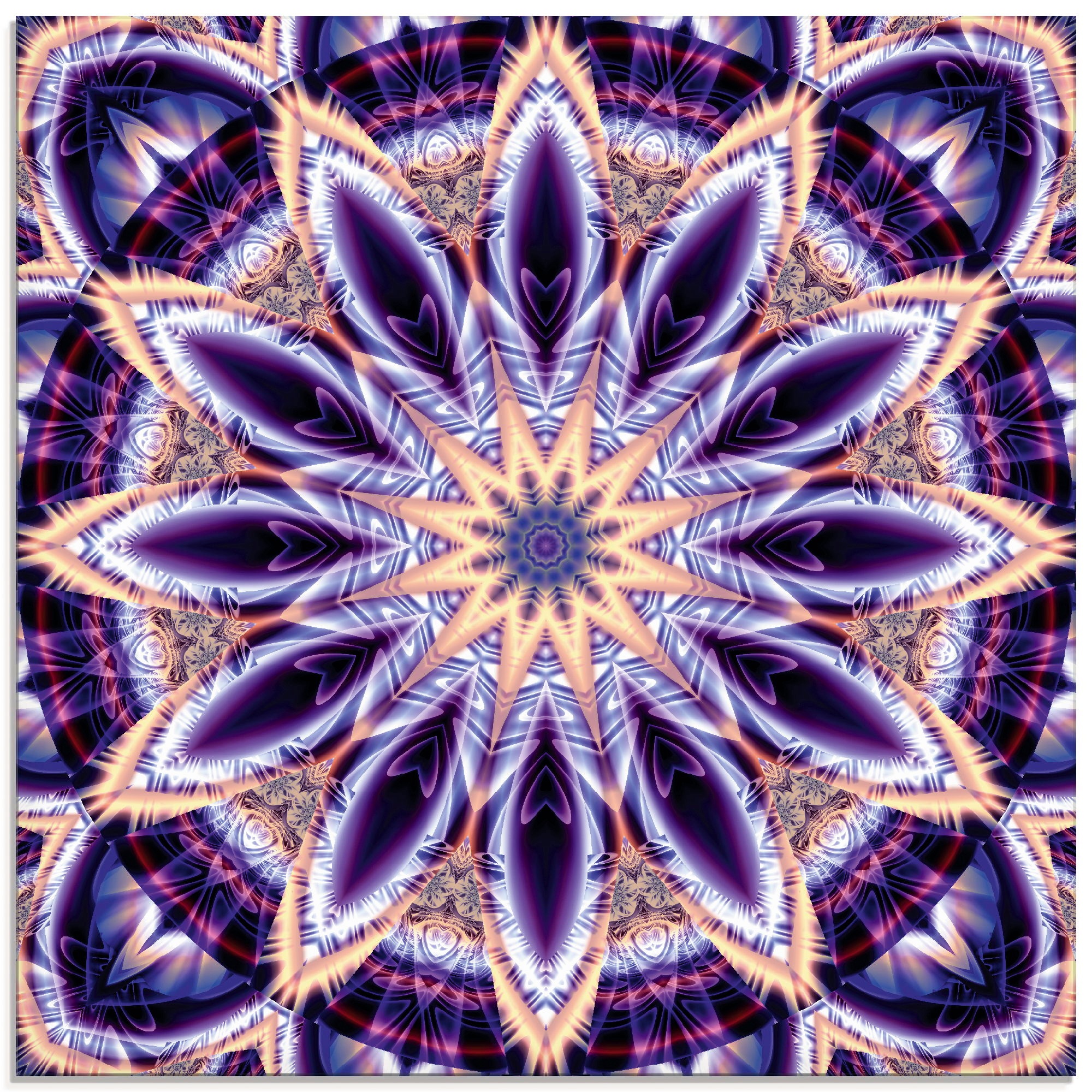 Glasbild »Mandala Stern lila«, Muster, (1 St.), in verschiedenen Größen