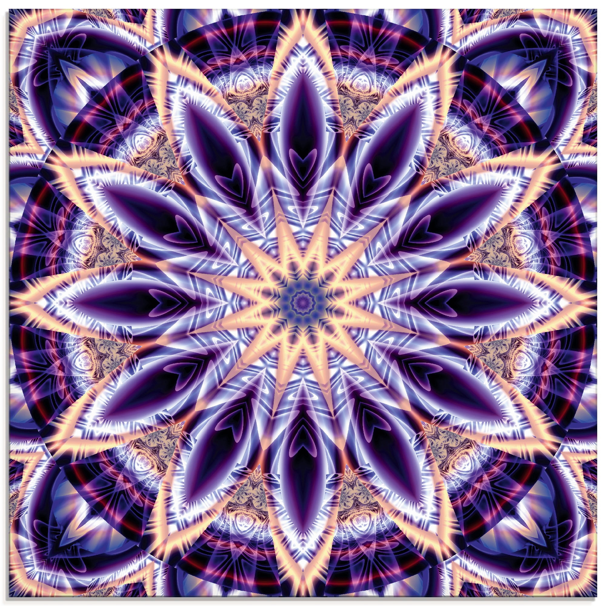 Artland Glasbild "Mandala Stern lila", Muster, (1 St.), in verschiedenen Größen