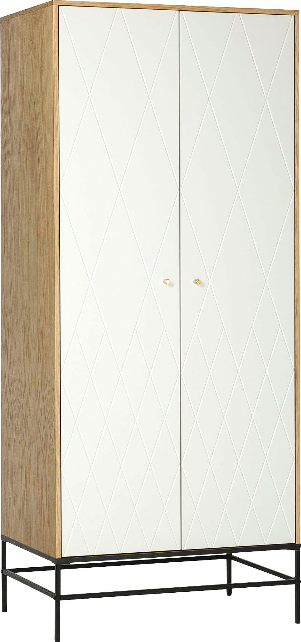 Thumbnail - andas Kleiderschrank "MIA" Fräsungen in den Fronten, goldene Griffe, Breite 80 cm, FSC