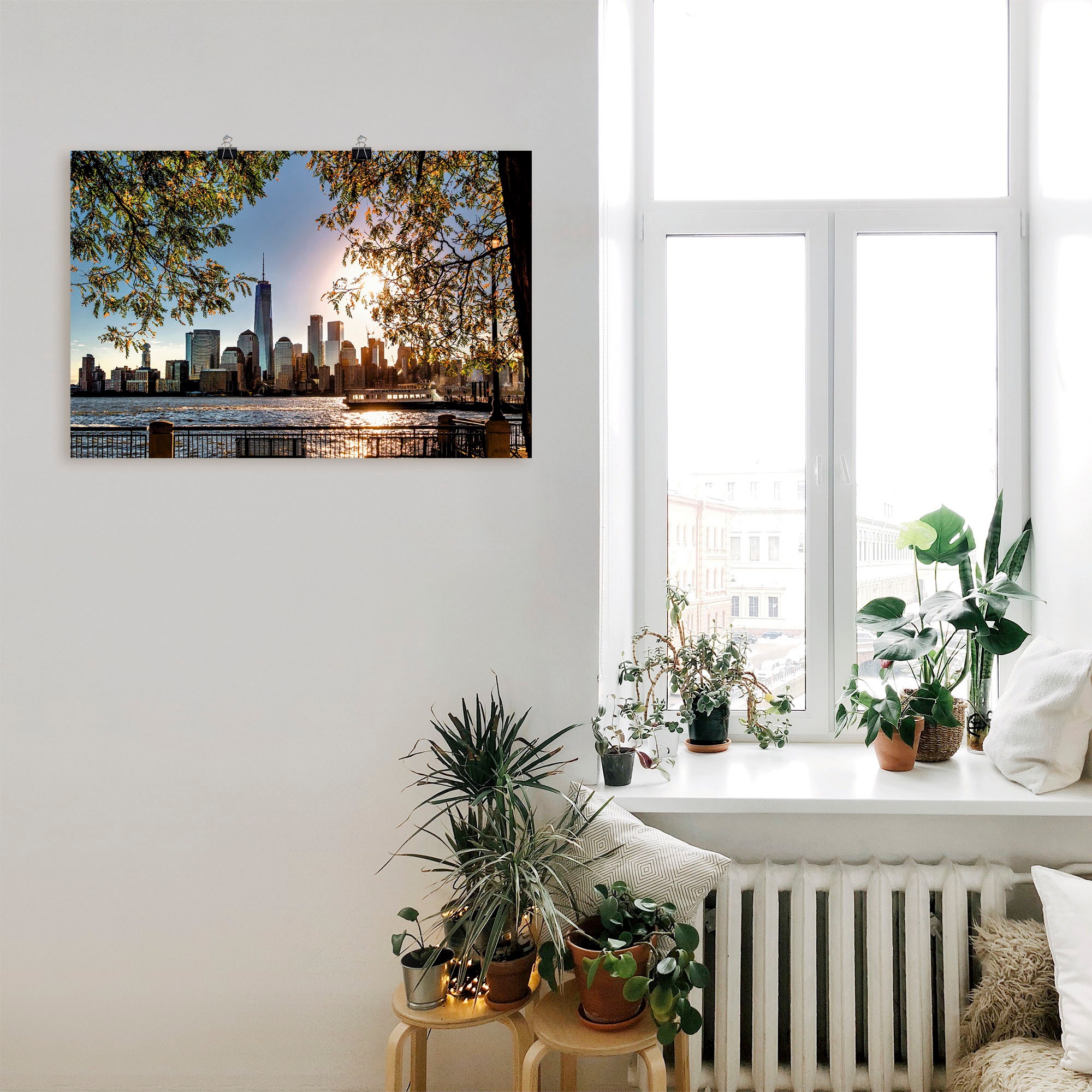 Artland Wandbild »Sonnenaufgang über New York«, Amerika, (1 St.), als Alubild, Outdoorbild, Leinwandbild, Poster, Wandaufkleber