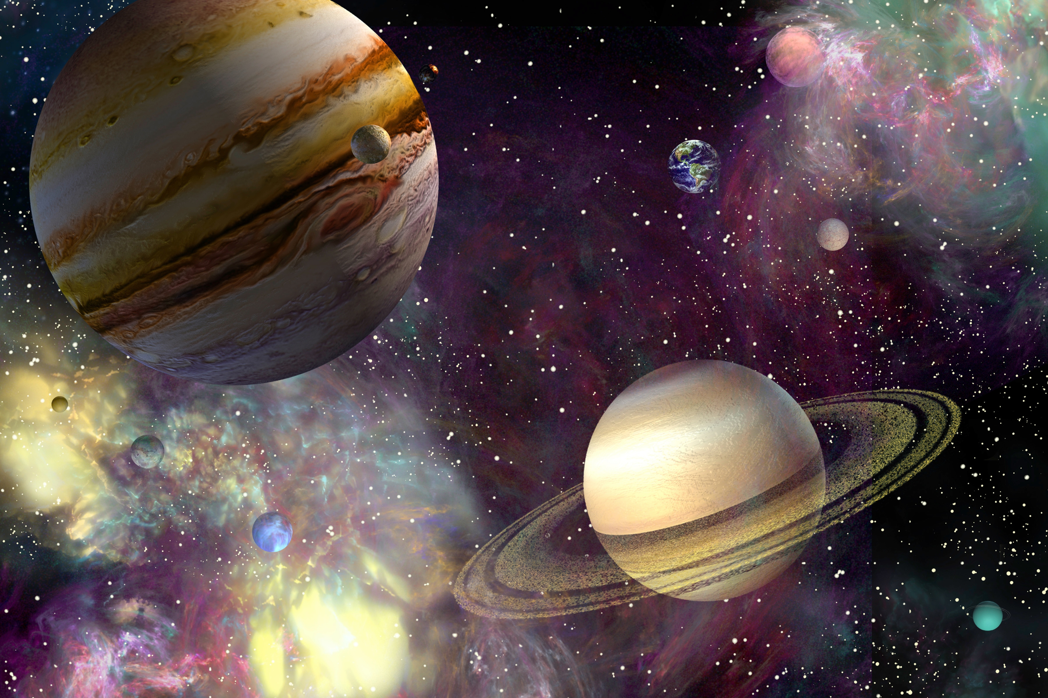 Papermoon Fototapete "GALAXIE-WELTALL UNIVERSUM PLANETEN SOLAR SYSTEM STERNE"