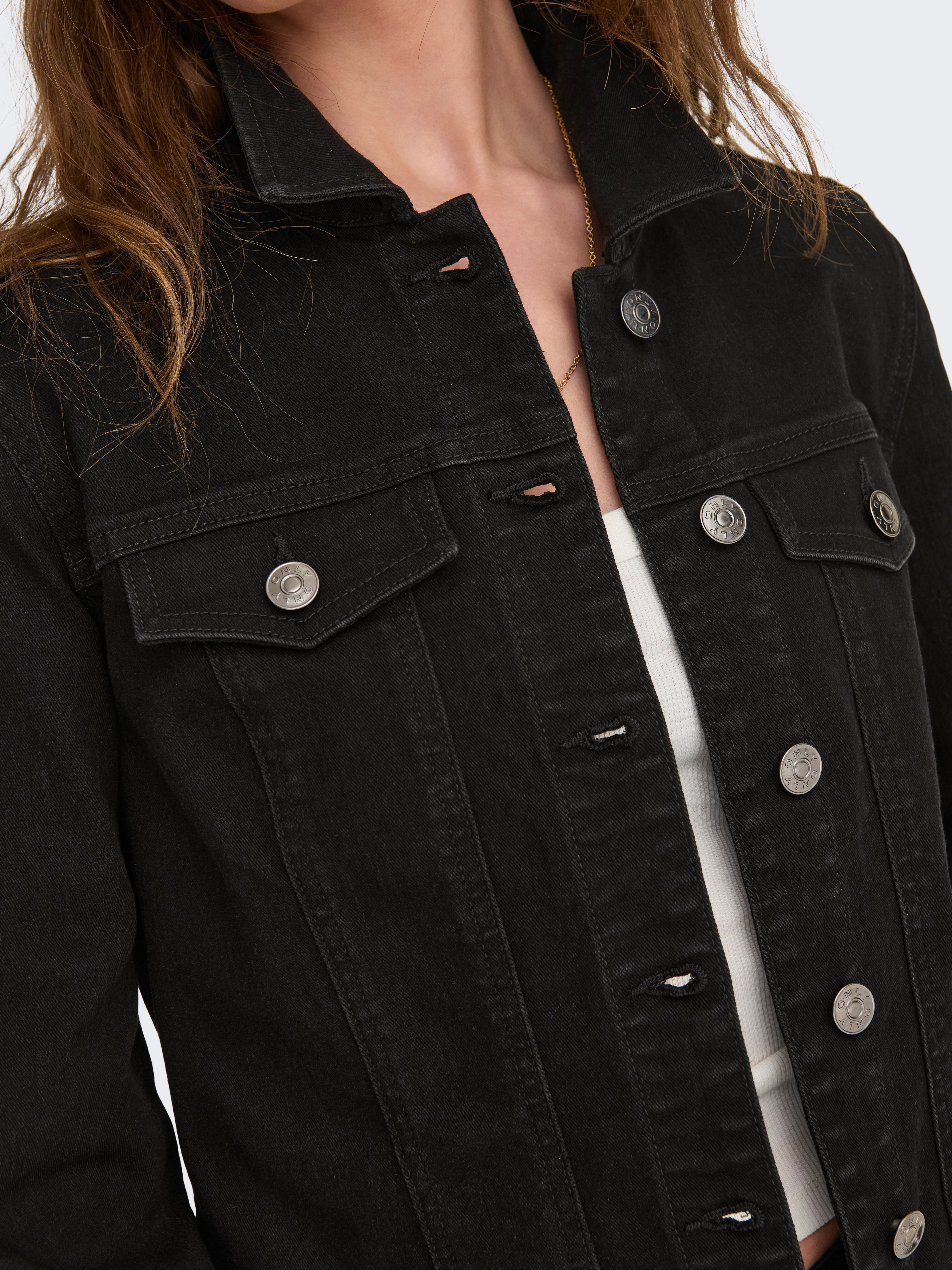 Thumbnail - ONLY Jeansjacke "ONLWONDER – Jeansjacke in kurzer Form mit Stretch" figurbetont, casual, Denim, Baumwollmischung, Brustt...