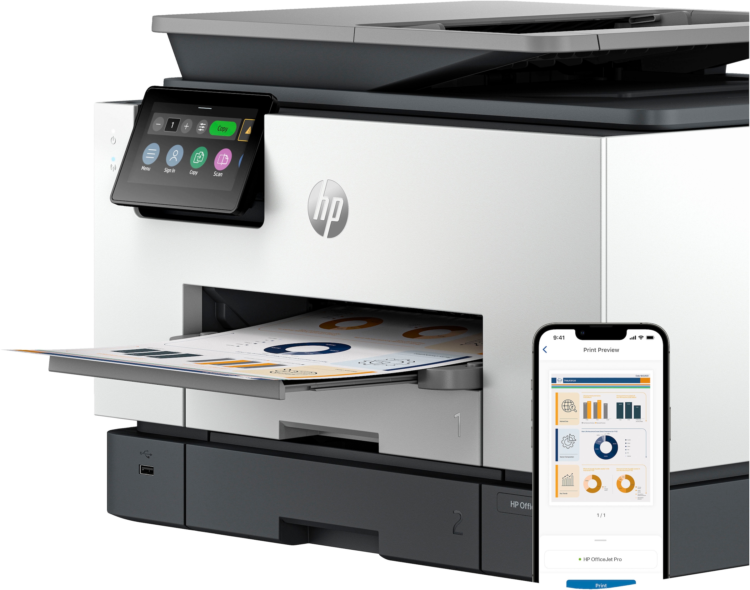 HP Multifunktionsdrucker »OfficeJet Pro 9130b«, HP Instant Ink kompatibel