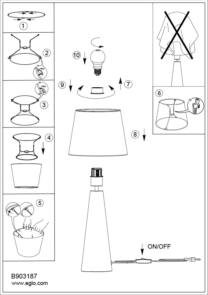 EGLO LED Tischleuchte »PATEMSICO« E27 1 Stk. Tischlampe, Lampe, Wohnzimmer, braun Textil natur  H:41 Ø 25 cm