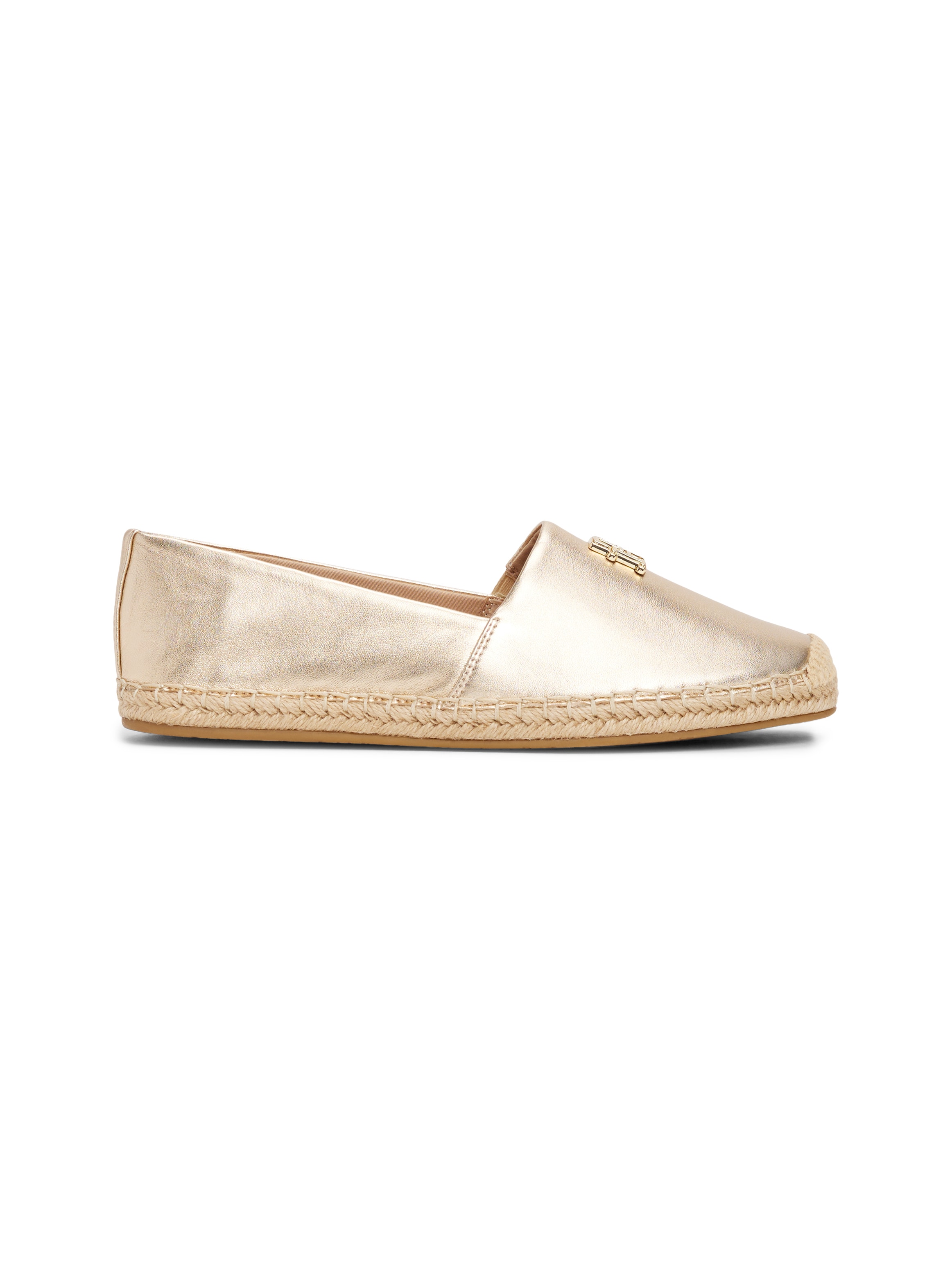 Tommy Hilfiger Espadrille »TH LOGO METALLIC LEATHER ESPAD«, Sommerschuh, Slipper, Schlüpfschuh mit TH-Schmuckelement