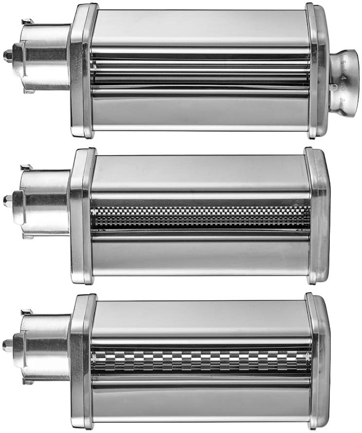 GASTROBACK Küchenmaschinen Zubehör-Set "Nudelwalzenvorsatz 90763, 3 tlg.", B:8,4cm H:5,3cm T:18cm, silber, Küchenmaschinen-Aufsätze