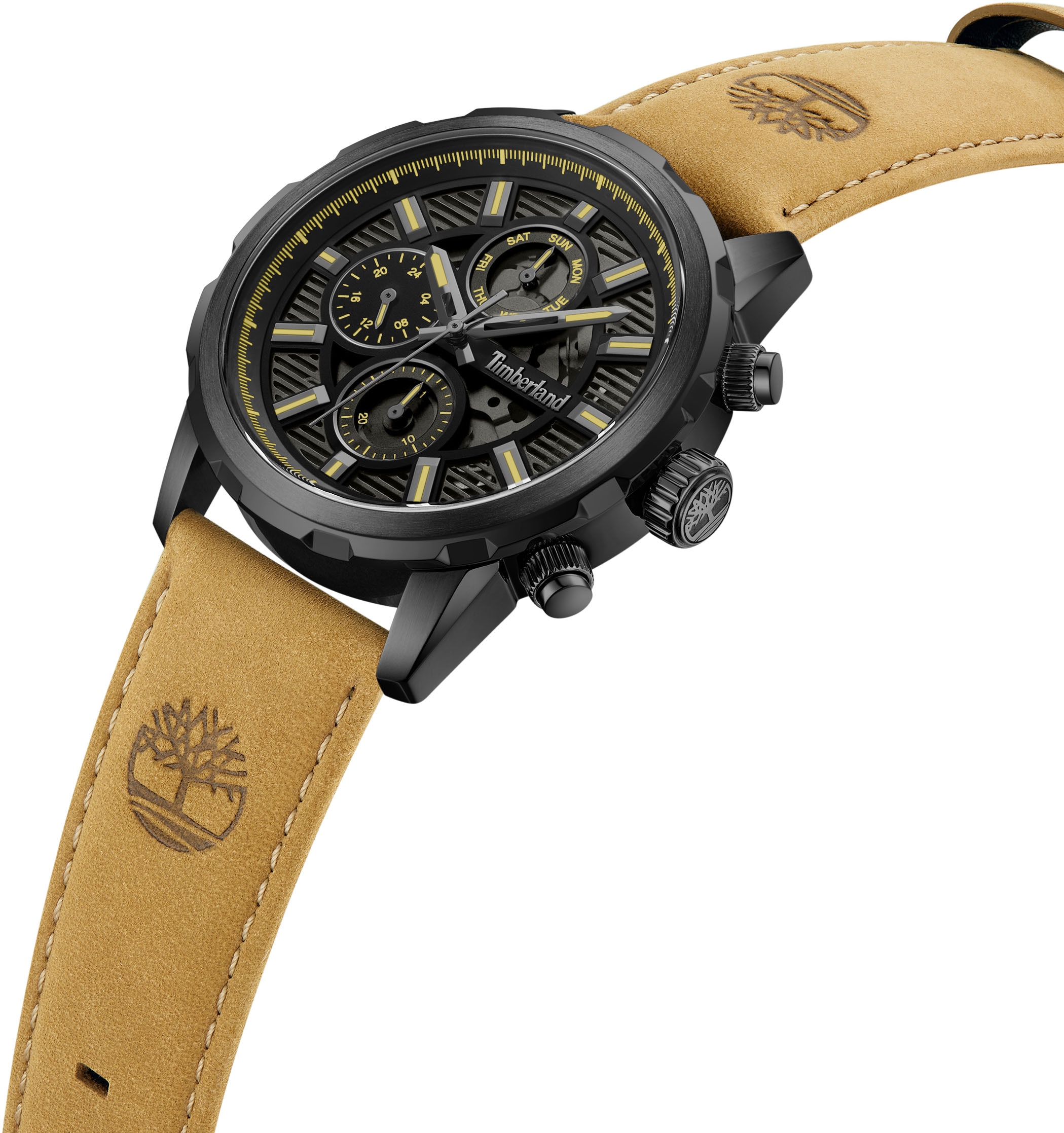 Timberland Chronograph »HAMPTON HARBOUR«, Quarzuhr, Armbanduhr, Herrenuhr, Lederarmband, Stoppfunktion, Datum