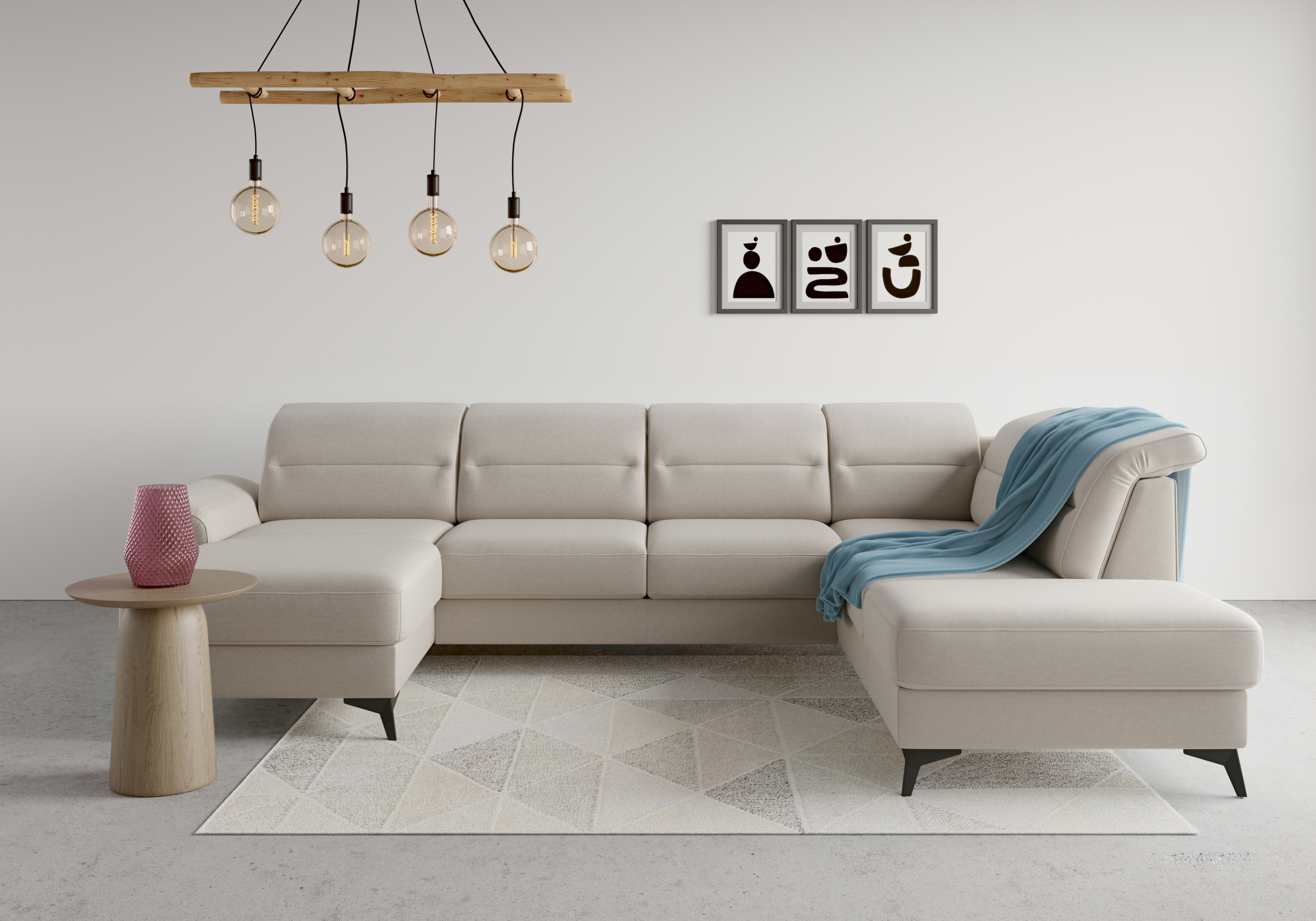 sit&more Wohnlandschaft "Sinatra U-Form" optional mit Kopfteilverstellung und Armteilfunktion, Metallfüße