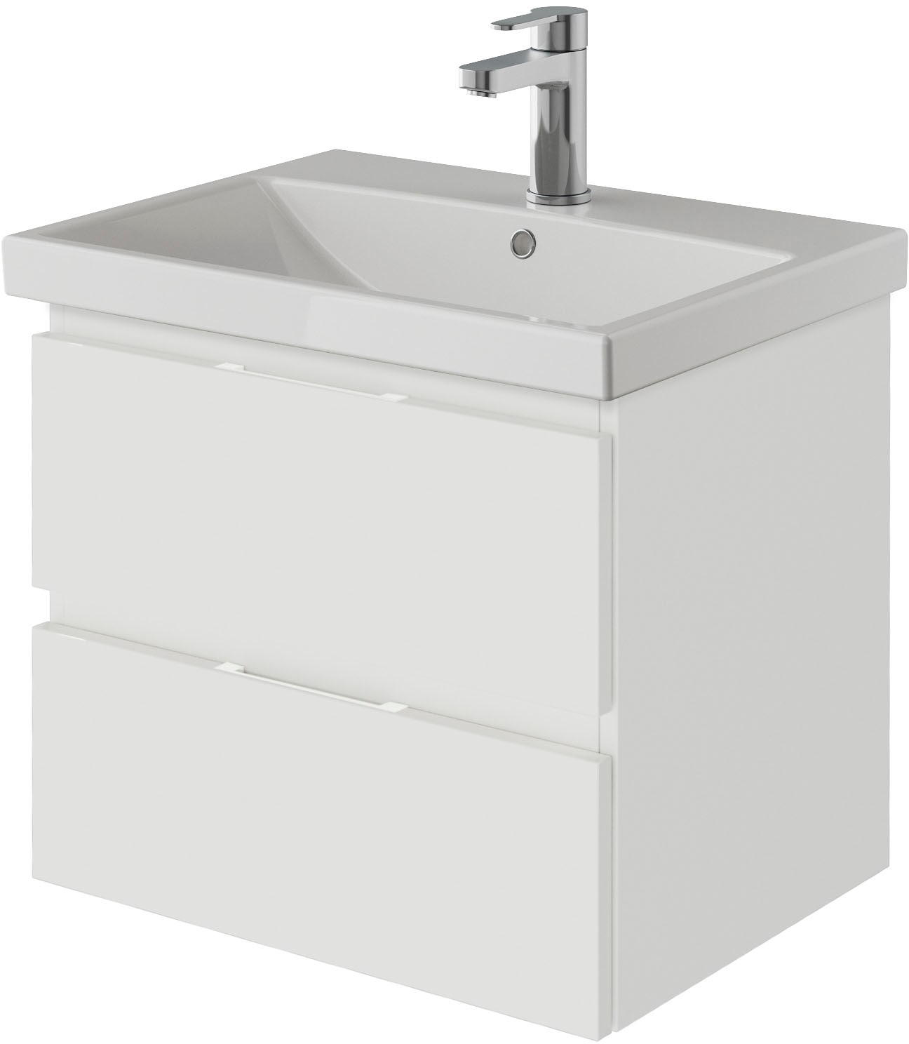 Saphir Badmöbel-Set »Serie 4035 2-teilig, Keramikwaschtisch mit LED-Spiegel, 60 cm breit«, (Set), Badezimmer-Set inkl. Schubladen-Dämpfer, 2 Schubladen, Waschplatz