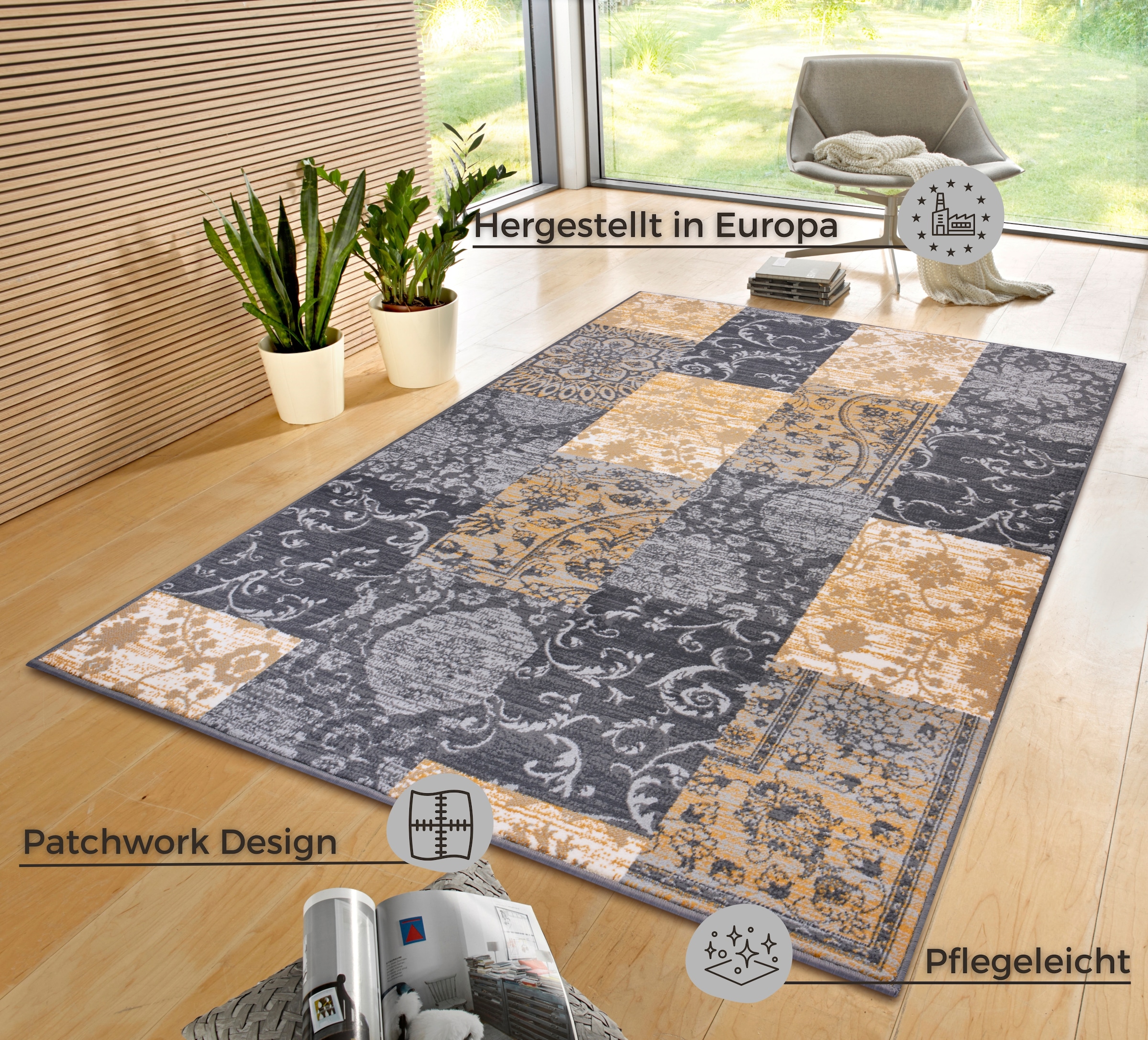 HANSE Home Teppich »Bloques«, rechteckig, 9 mm Höhe, Kurzflor, Weich, Mehrfarbig, Wohnzimmer, Schlafzimmer, Esszimmer