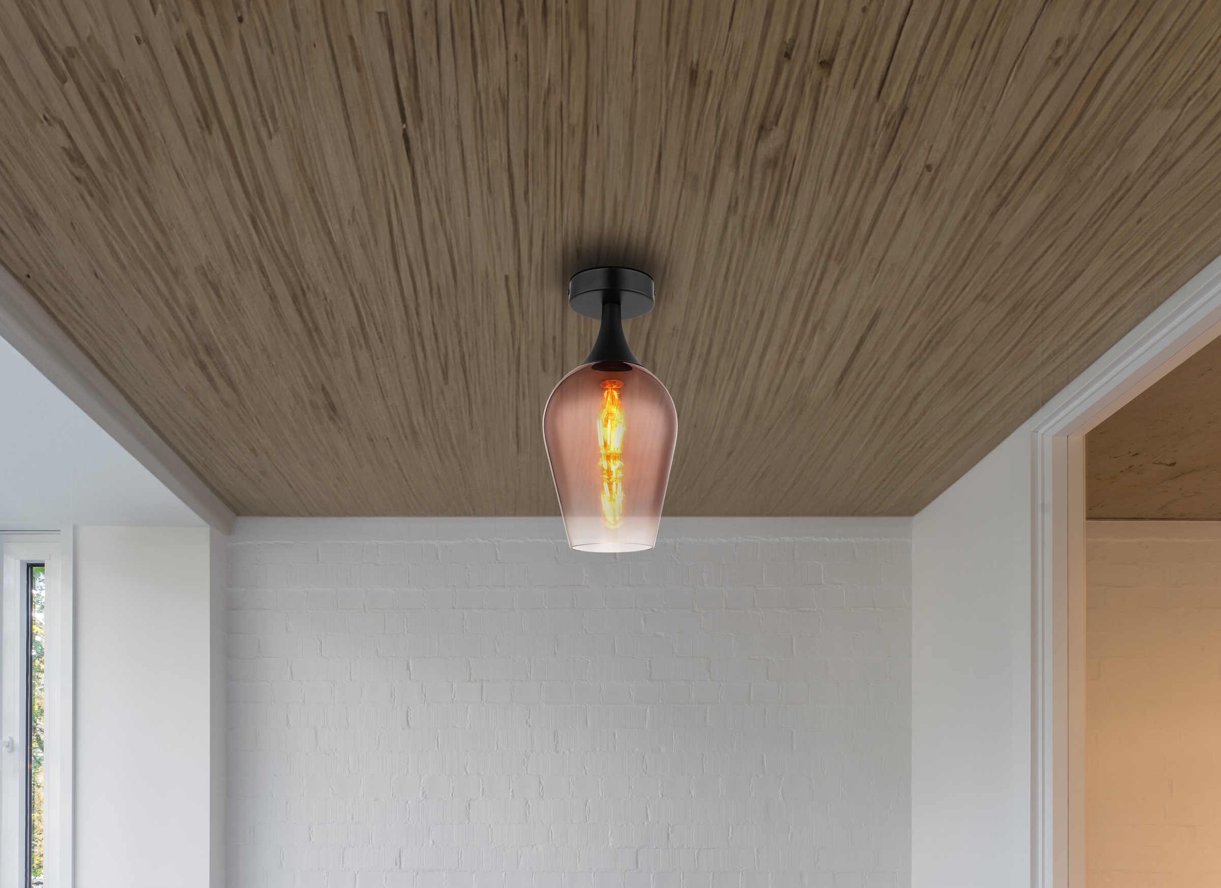 GLOBO LIGHTING Deckenleuchte »LAVUS«, Leuchtmittel E27 | ohne Leuchtmittel, Deckenlampe/Glas kupferfarben/Wohnzimmer/Flur/modern