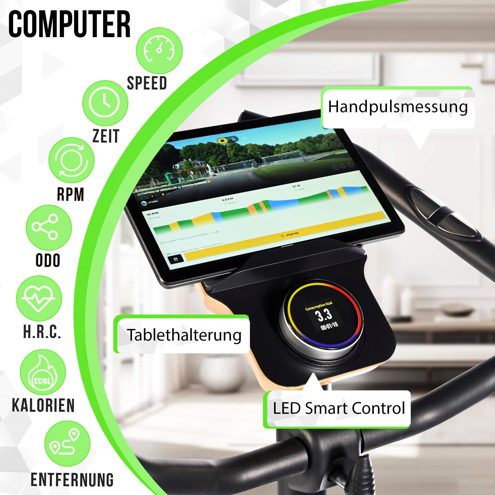 Christopeit Sport® Ergometer »ET 3.2«, (Elegante Holzoptik, Kinomap kompatibel), Schwungmasse ca. 7 kg, 32 Widerstandsstufen