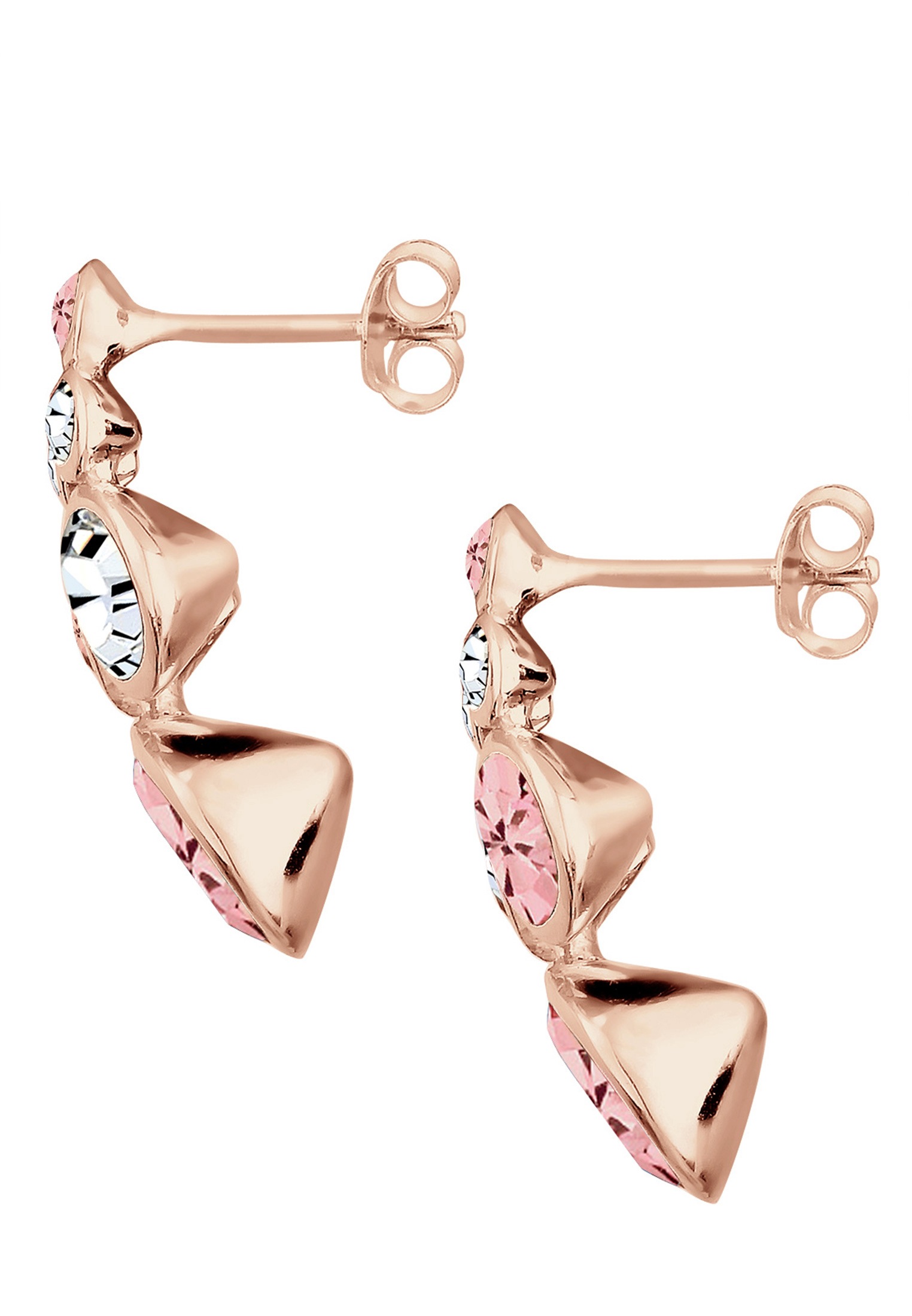 Elli Paar Ohrstecker »Ohrstecker Kristalle Glamour rosegold«