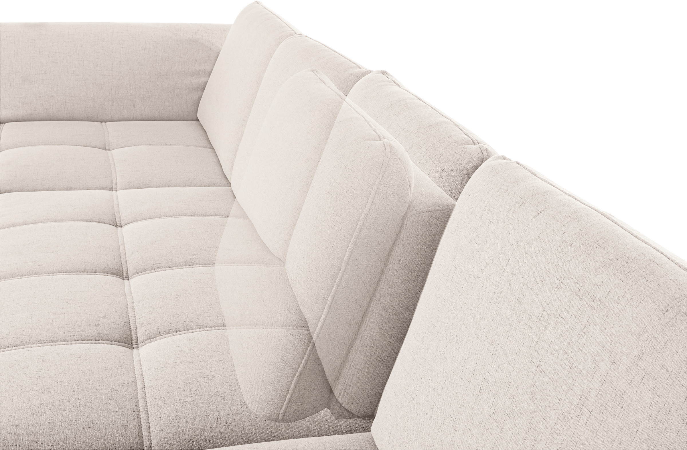 Places of Style Wohnlandschaft »Costello U-Form, mit Sitztiefenverstellung, Armteilverstellung und«, 3 Nierenkissen, optional Bettfunktion und Bettkasten