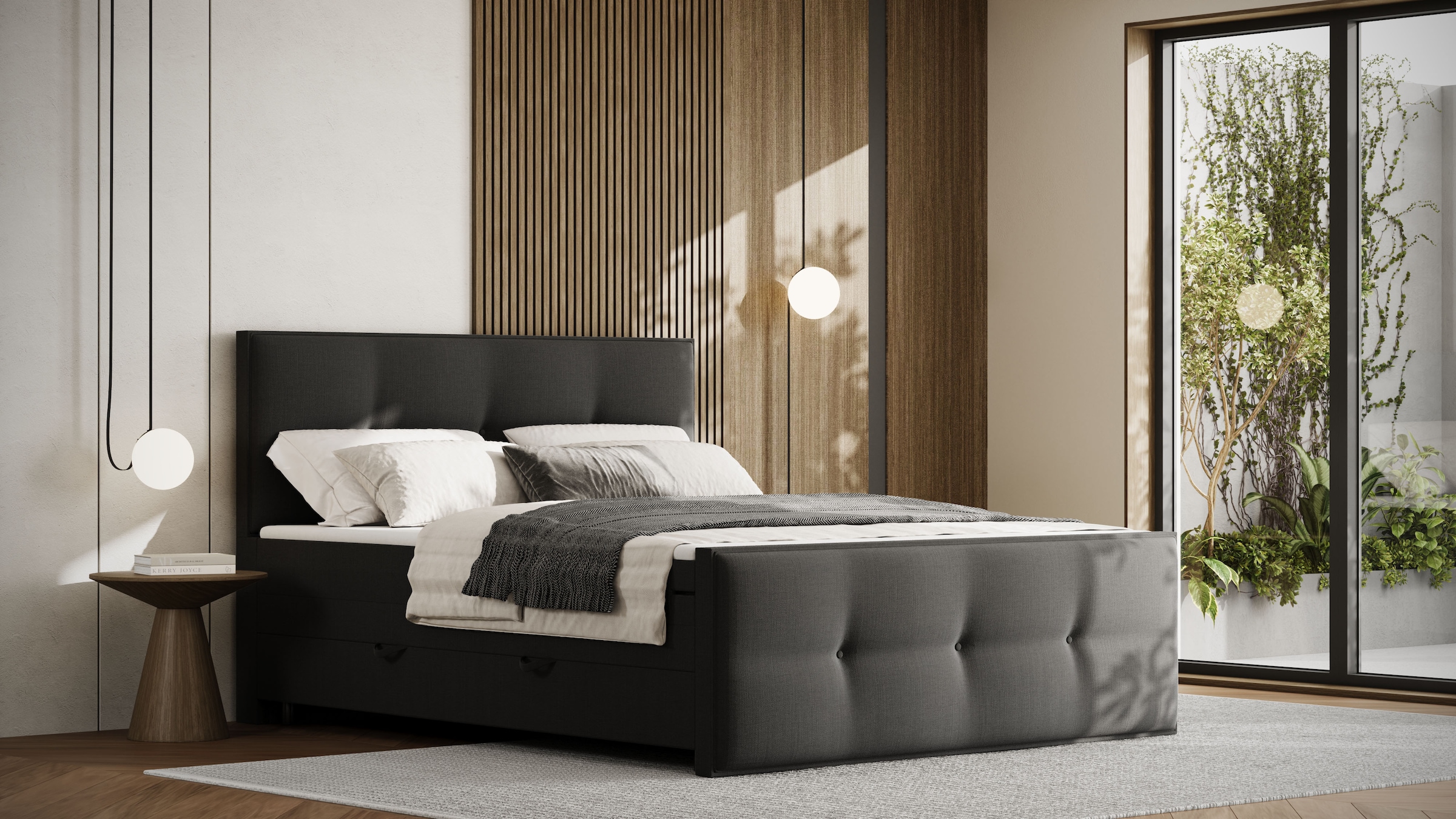 FORTE Boxspringbett »Eve inkl. zwei Bettkästen und Kaltschaum Topper«, und einer 7-Zonen-Tonnentaschen-Federkernmatratze (H3)