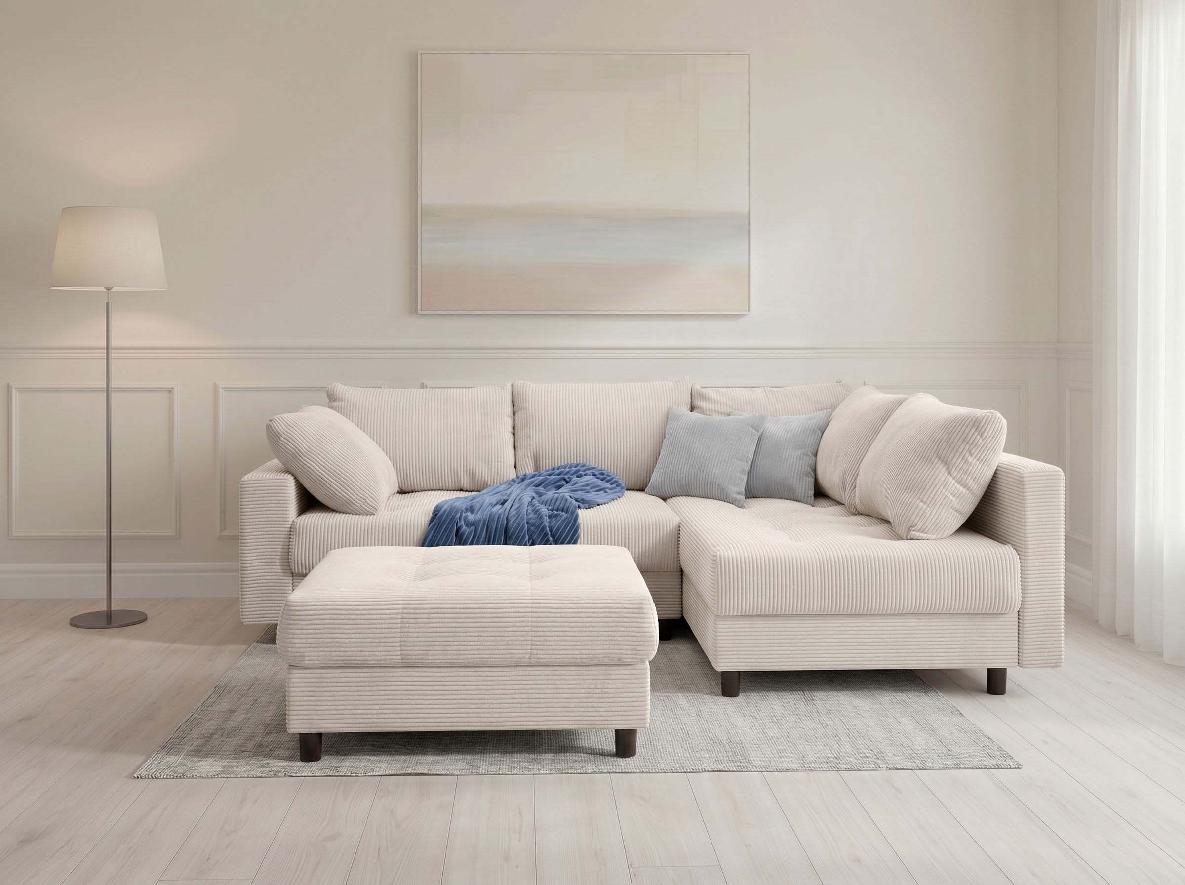 OTTO home Ecksofa "Antonia L-Form, B: 215 cm" Ecksofa, Rückenkissen, ottomane beidseitig montierbar, Bonnelfederkern