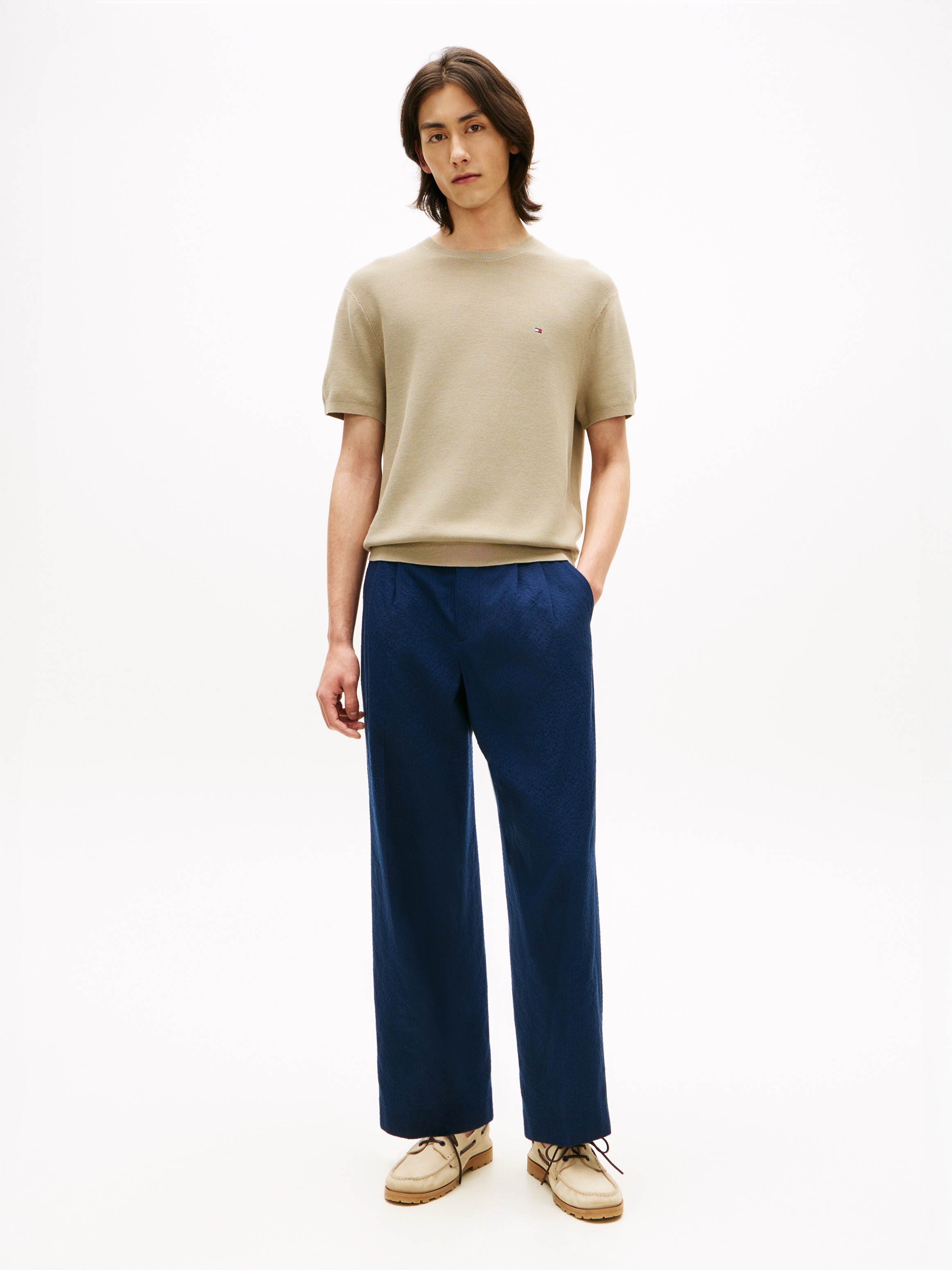 Tommy Hilfiger Kurzarmpullover »COOL TOUCH STRUCTURE« Relaxed Fit, aus Strick