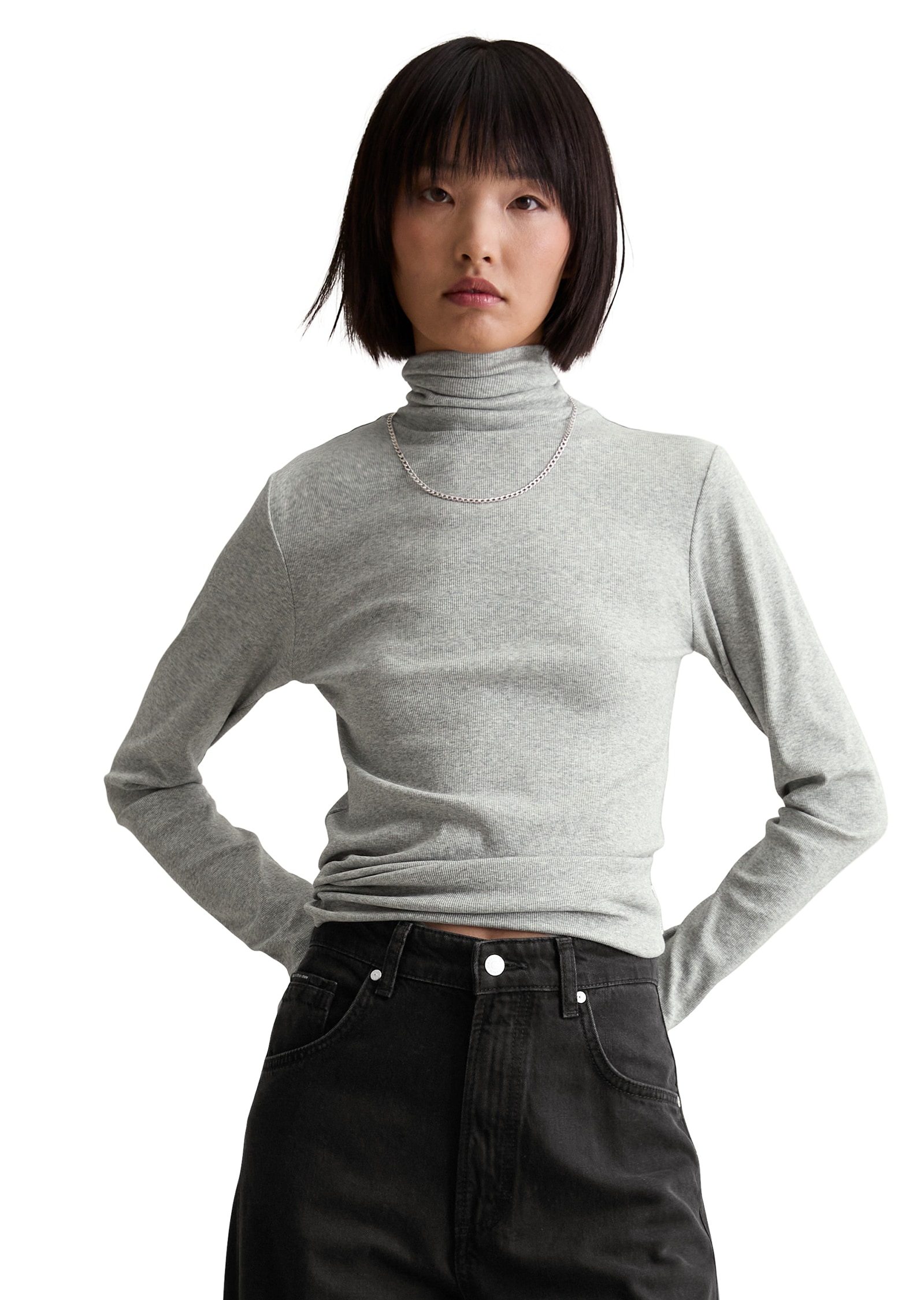 Marc OPolo DENIM Rollkragenshirt "slim fit aus Rippjersey" günstig online kaufen