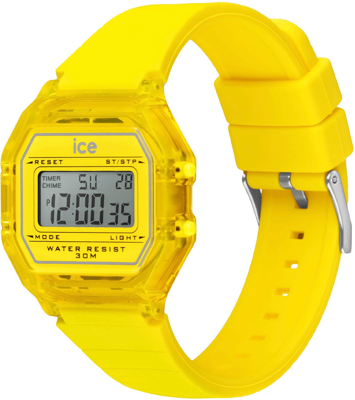 ice-watch Chronograph »ICE digit retro - Clear - Small«, Armbanduhr, Quarzuhr, Damenuhr, Silikonarmband, Datum, digital