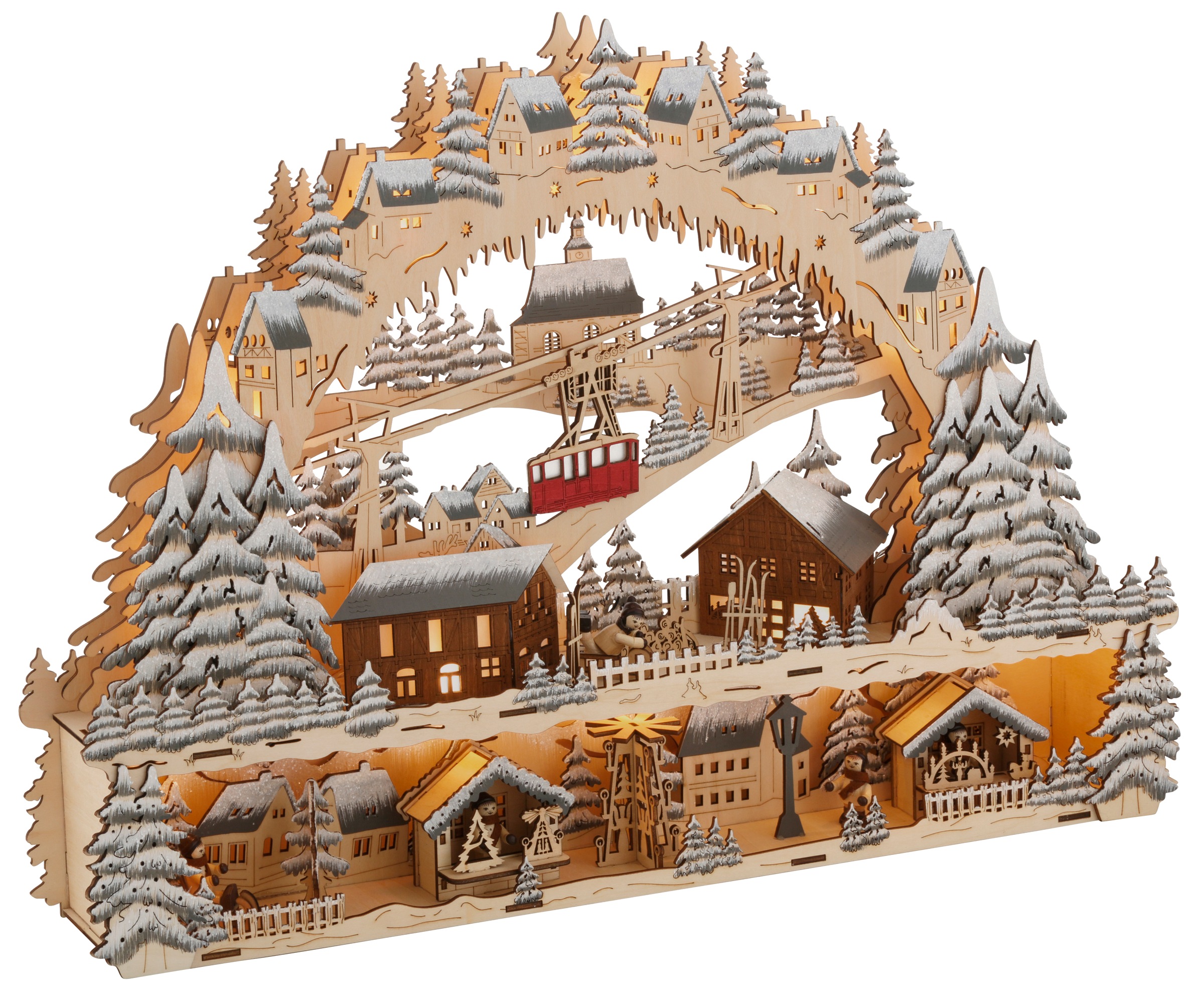 my home Schwibbogen »Podest und Seilbahn, Skihütte und Weihnachsmarkt, Weihnachtsdeko«, Breite ca. 64 cm