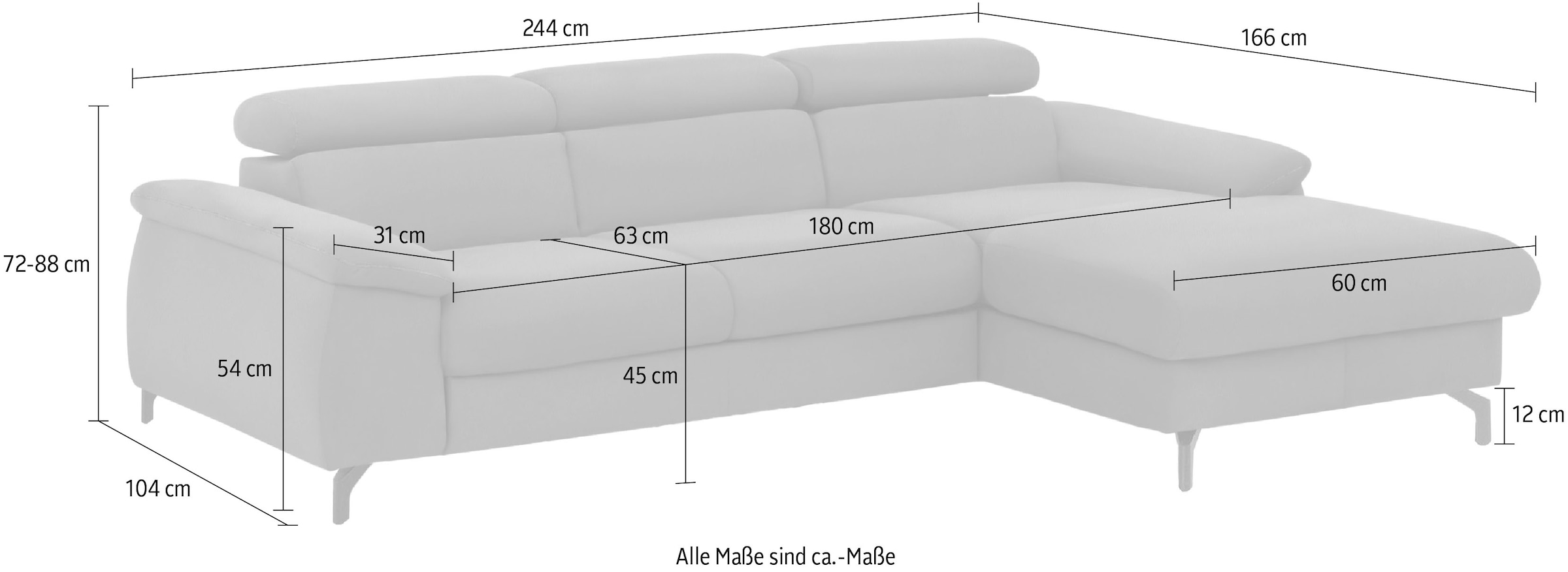 COTTA Ecksofa »Kitty L-Form«, inkl. Kopfteilverstellung, optional mit Bettfunktion u. Bettkasten
