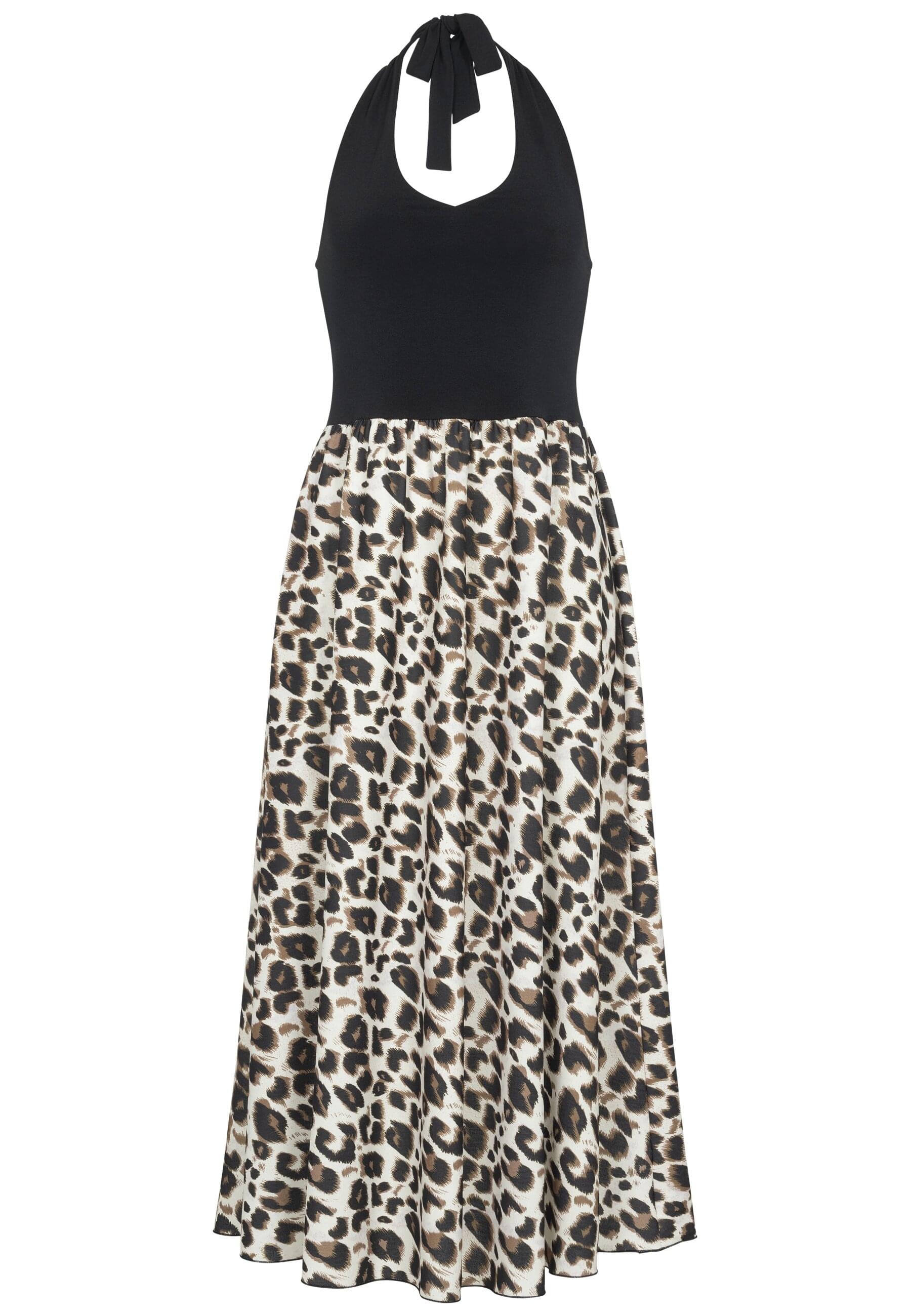 CLOUD 5IVE Shirtkleid »CLOUD 5IVE Maxi Neckholder-Dress with leo print«, (1 tlg.)