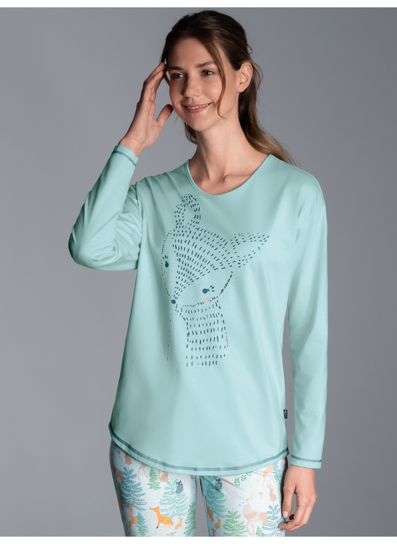 Trigema Schlafanzug "TRIGEMA Schlafshirt Langarm mit süßem Printmotiv", (1 tlg.)