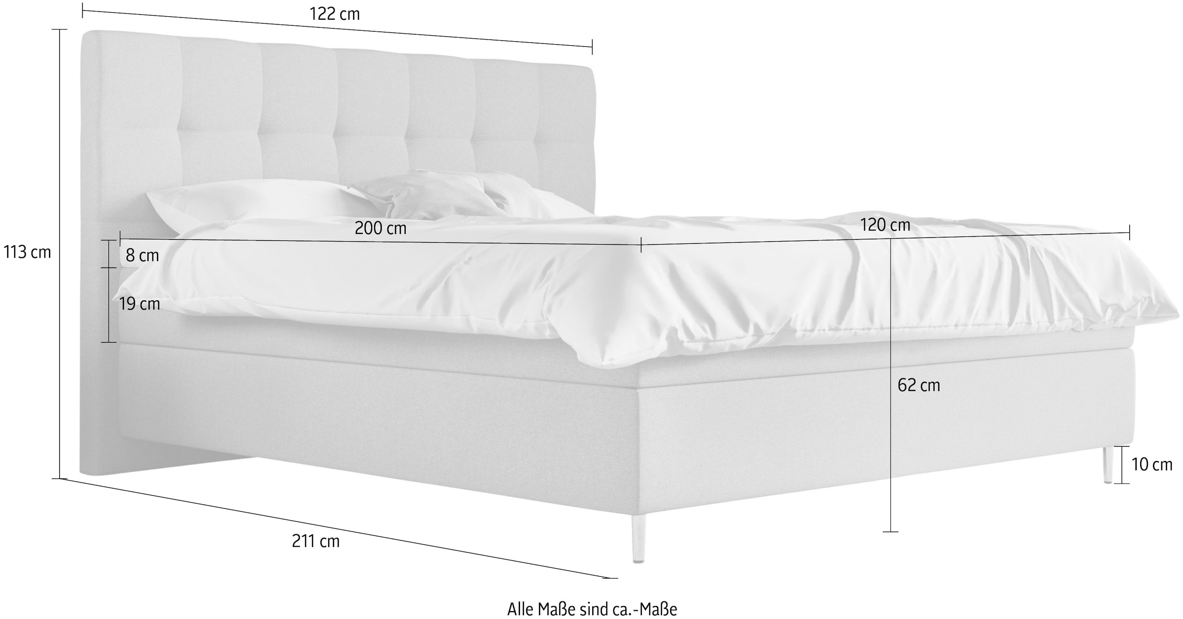 Schlaraffia Boxspringbett »Aida«, inklusive GELTEX® Next Topper, Metallfuß chrome, niedriges Kopfteil