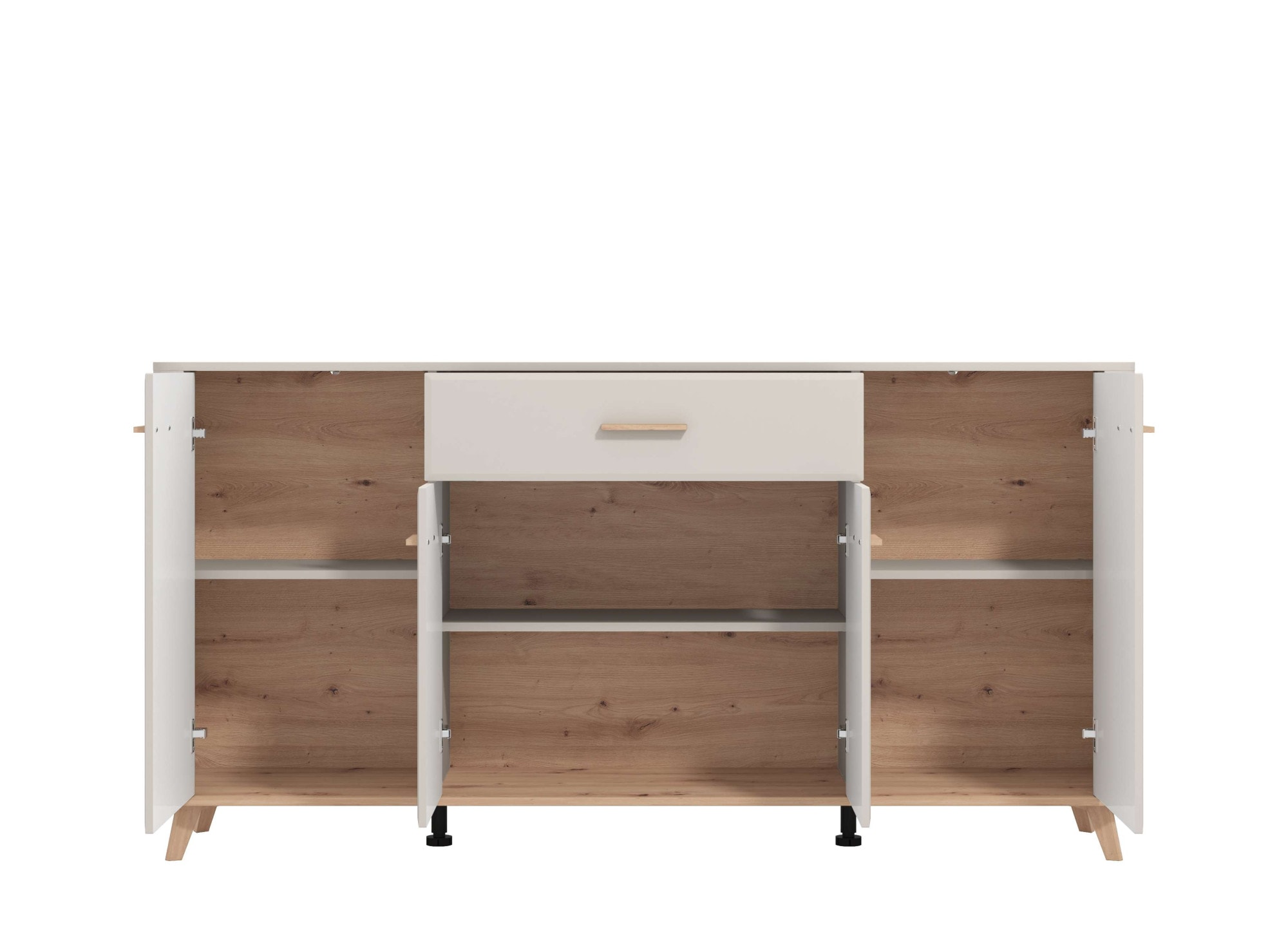 Home affaire Sideboard »Darwen Kombikommode, Sideboard, Schubladenkommode« Abgerundete Kanten, matte Kaschmir-Oberflächen, Maße: 179,5x40x90,5 cm