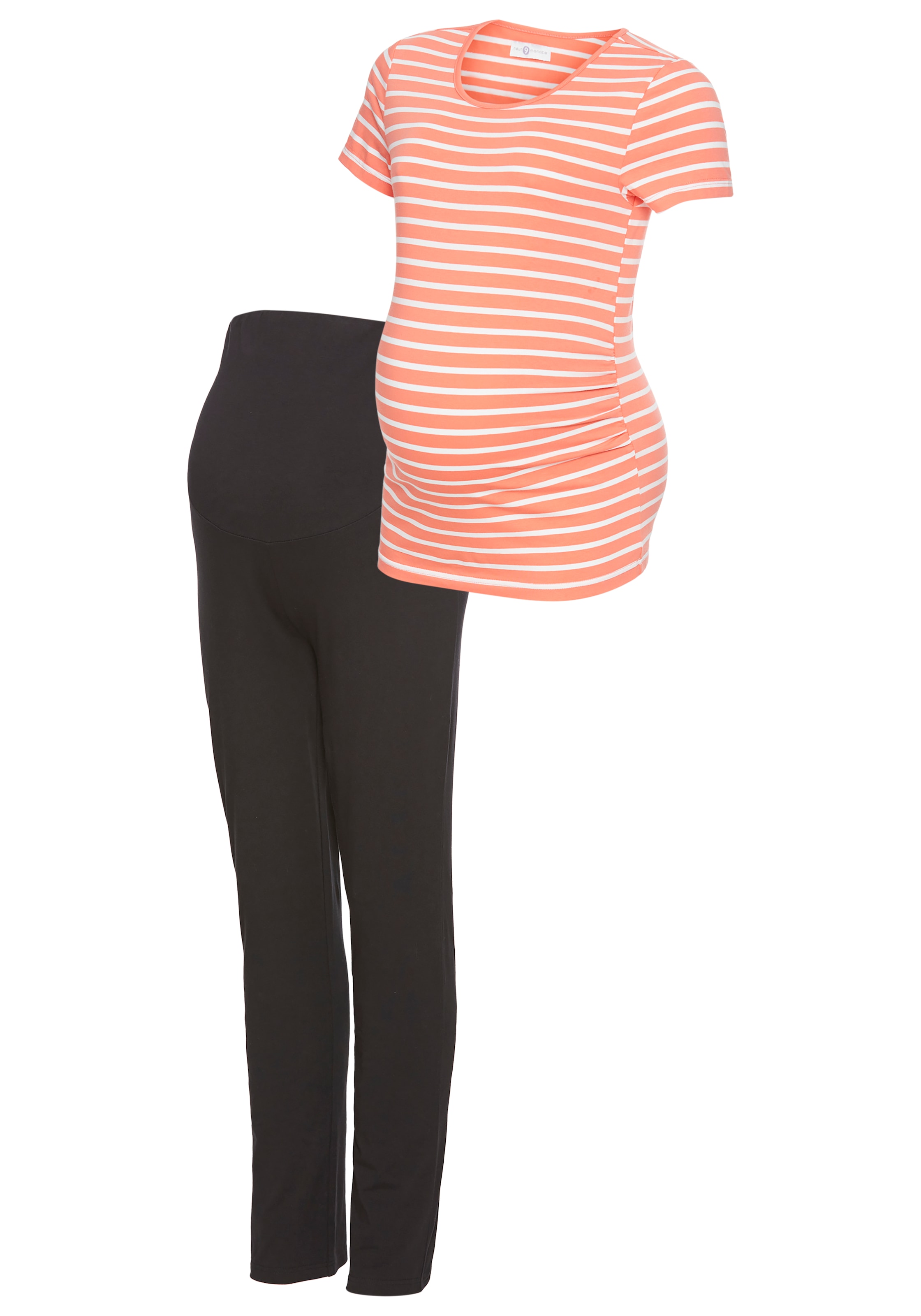 Neun Monate Umstandsshirt »2tlg. Set: T-Shirt+Leggings«, (Set, 2 tlg.), Komplett Outfit für die Schwangerschaft und Stillzeit