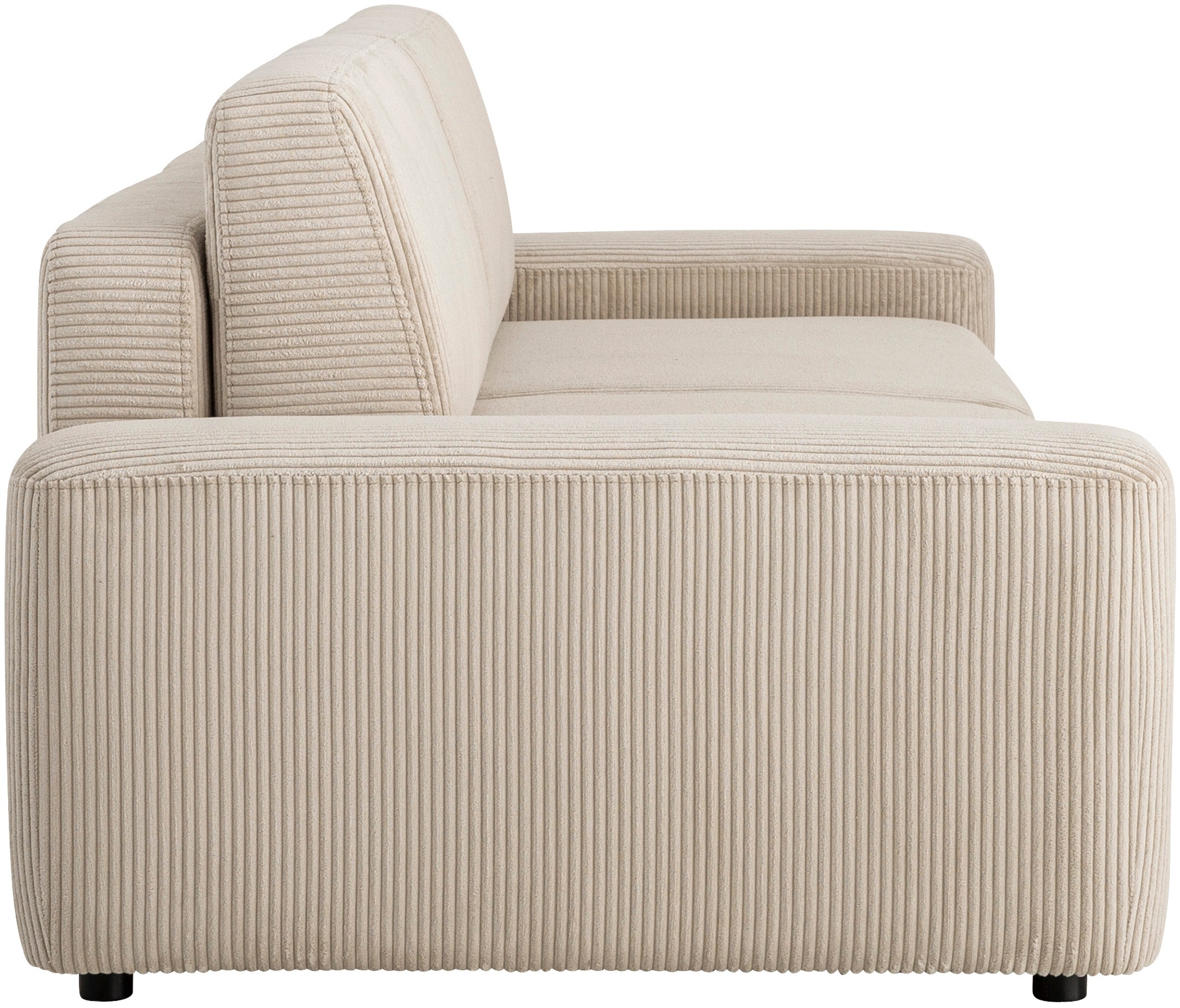 INOSIGN 3-Sitzer »TORGE (257cm), Sofa,Schlafsofa in Cord, Samtvelours, Struktur fein«, rundes Design, Schlaffunktion u. Bettkasten, Liegefläche: 135/200 cm
