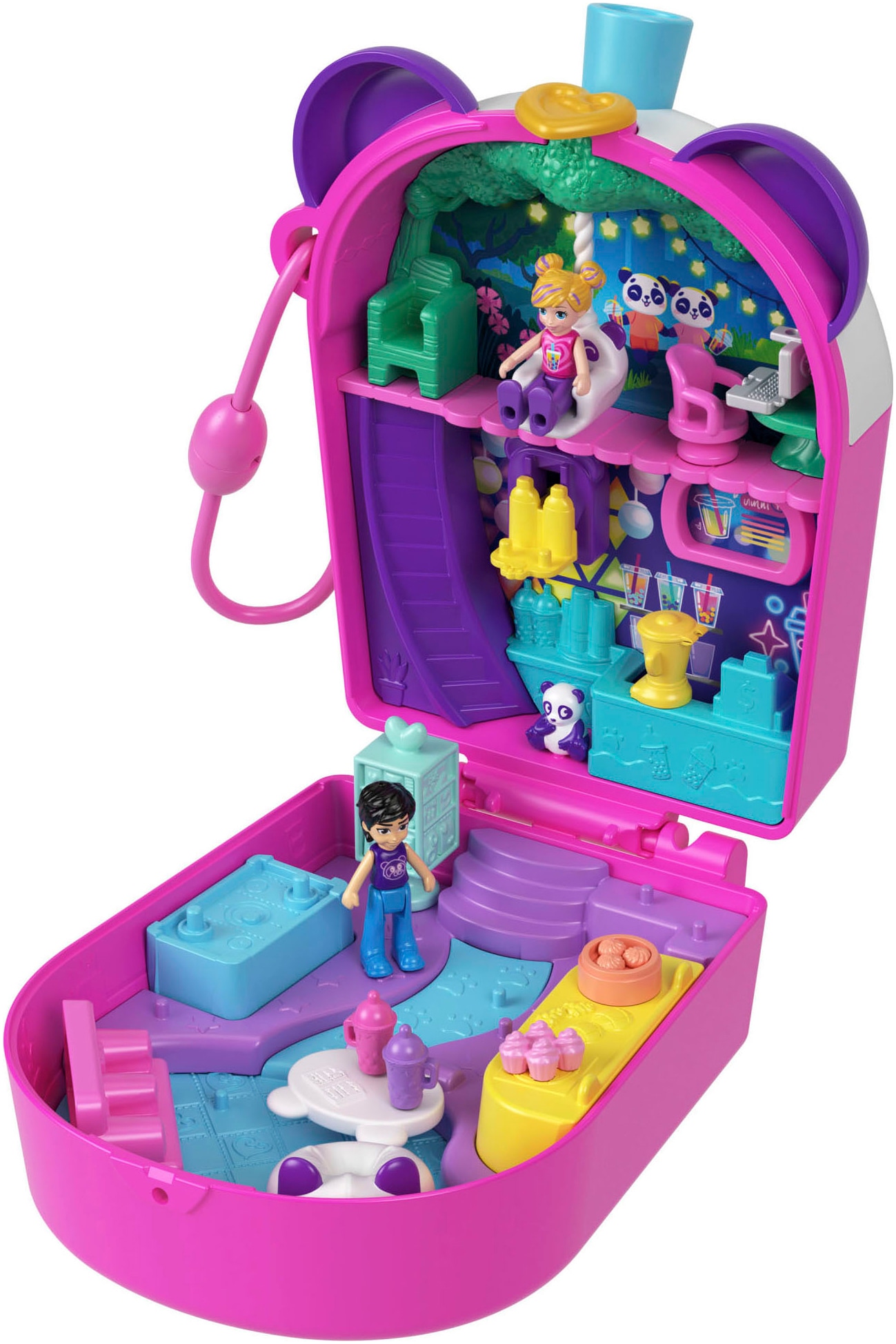 Polly Pocket Spielwelt »Bubble Tea Pandaschatulle«, mit 2 Puppen und Zubehör