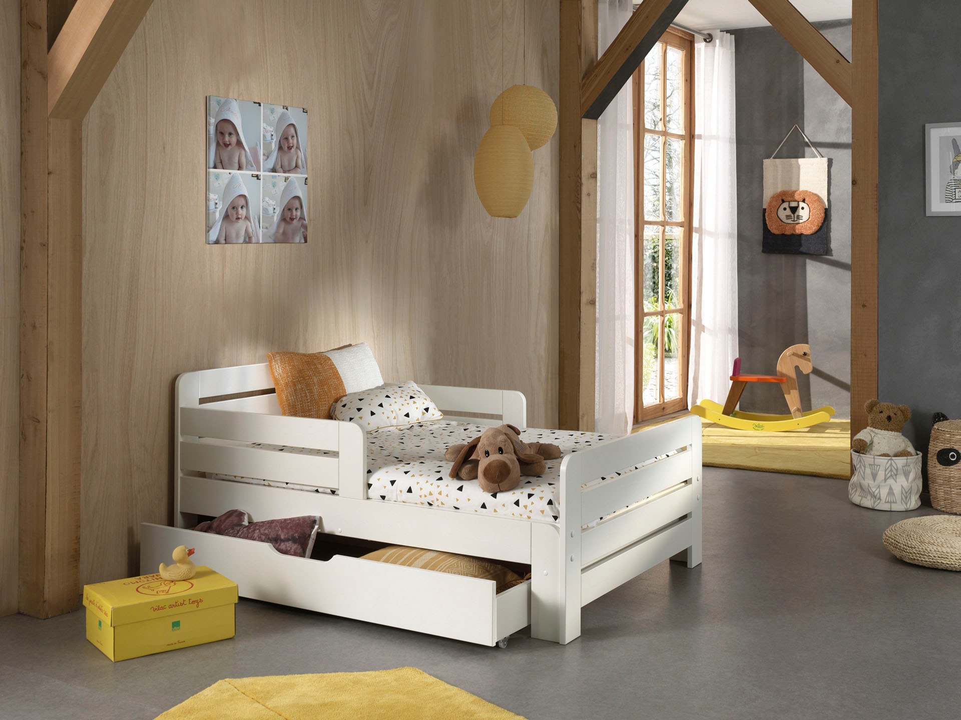 Vipack Einzelbett, (Packung), Kinderbett, Länge 140 bzw. 160 und 200 cm, in Weiß oder Grau lackiert