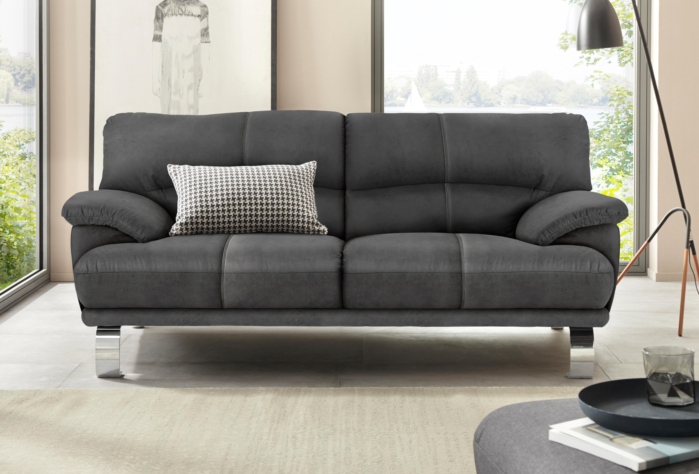 TRENDMANUFAKTUR 3-Sitzer »Cecilia II, mit italienischem Design, tollen Details«, mit tollem Sitzkomfort und Designfuß