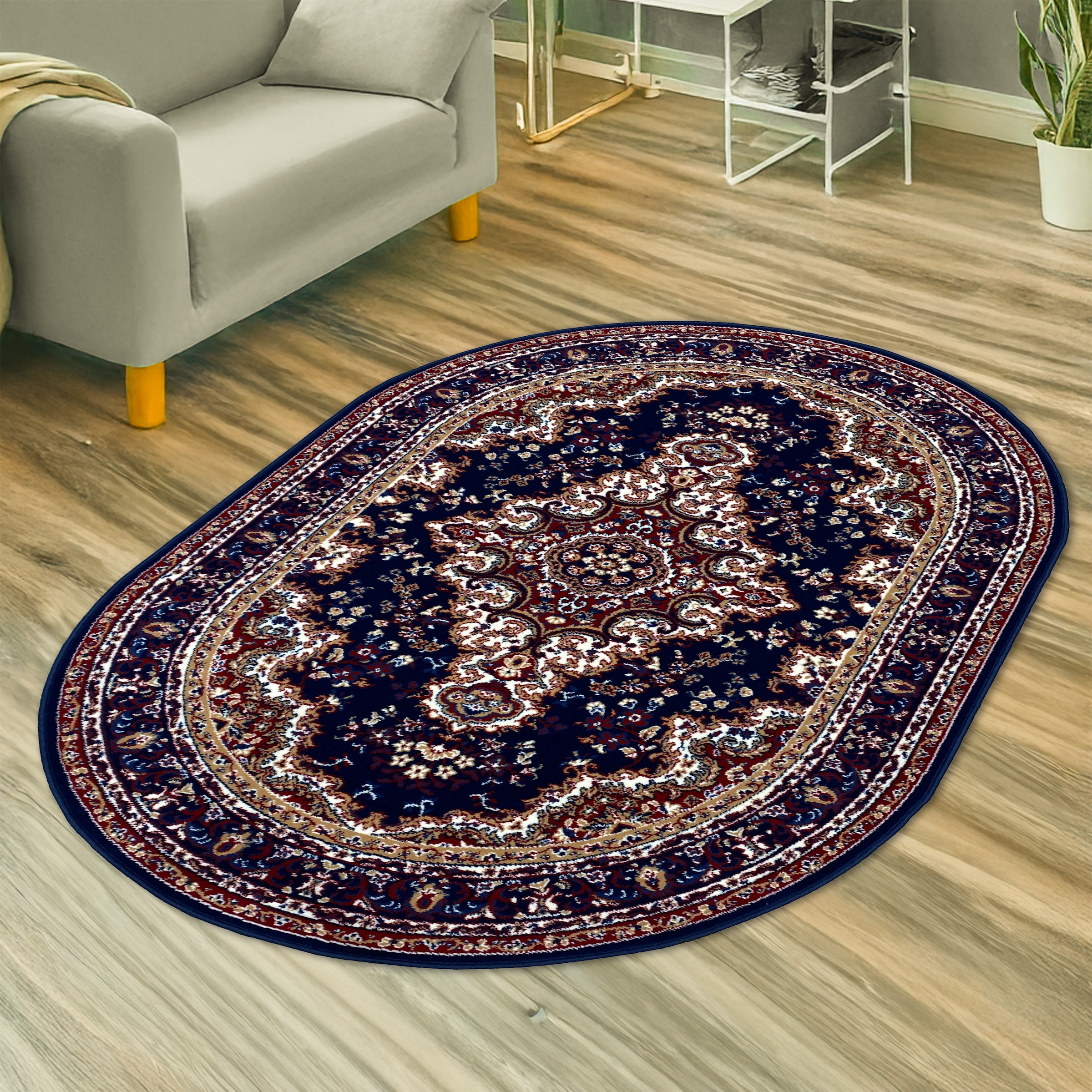 OTTO home Teppich »Oriental, Made in Belgium« oval 7 mm Höhe Orient-Optik, mit Bordüre, Kurzflor, pflegeleicht, elegant