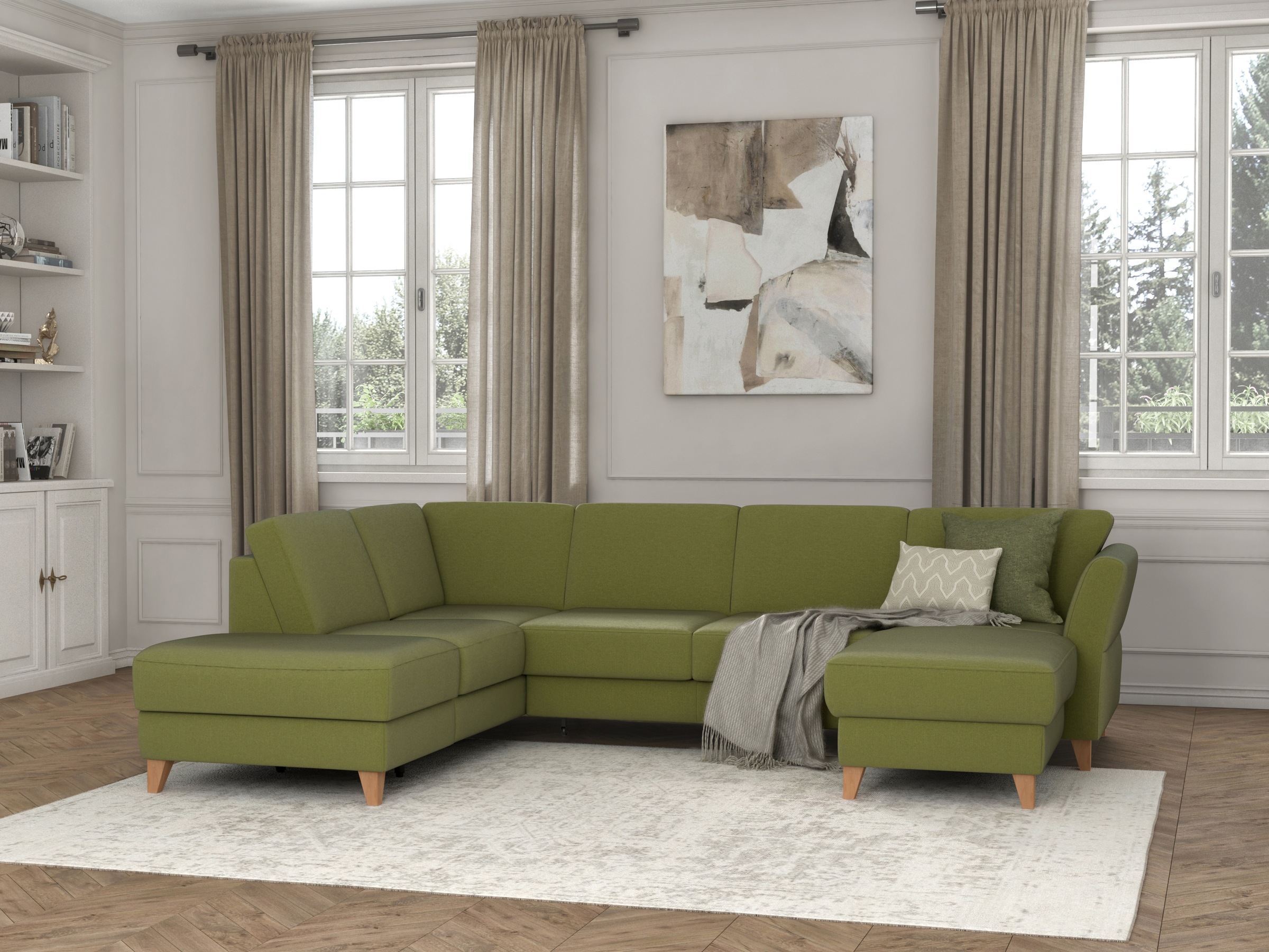 sit&more Wohnlandschaft »Visby U-Form«, wahlweise mit Bettfunktion und Stauraum, frei im Raum stellbar