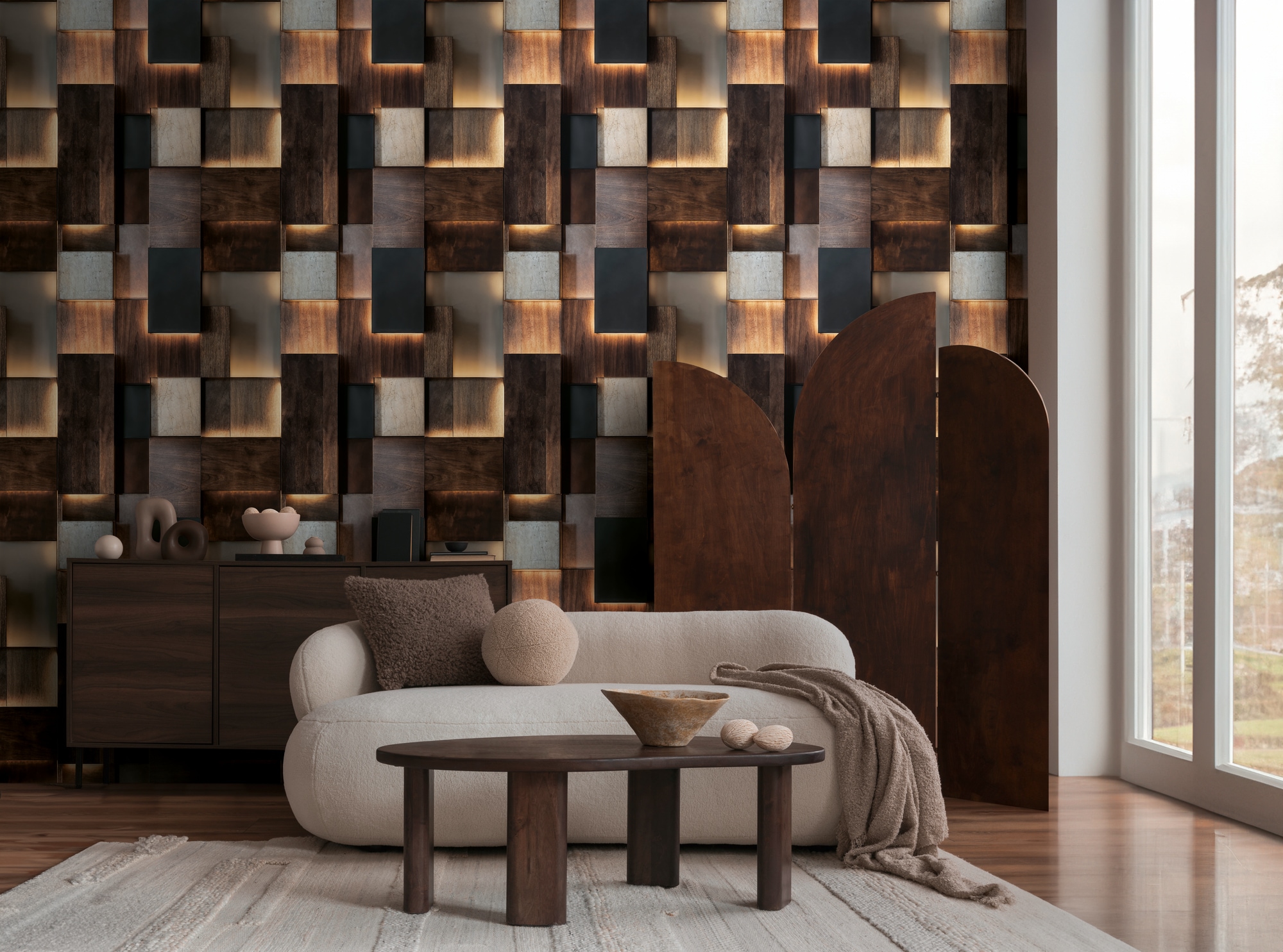 living walls Fototapete »The Wall 4 Graphics – Moderne Holzwandverkleidung Vlies-Fototapete« 3D-Optik | Holz | matt leicht strukturiert Moderne Holzwandverkleidung mit markanter 3D-Wirkung