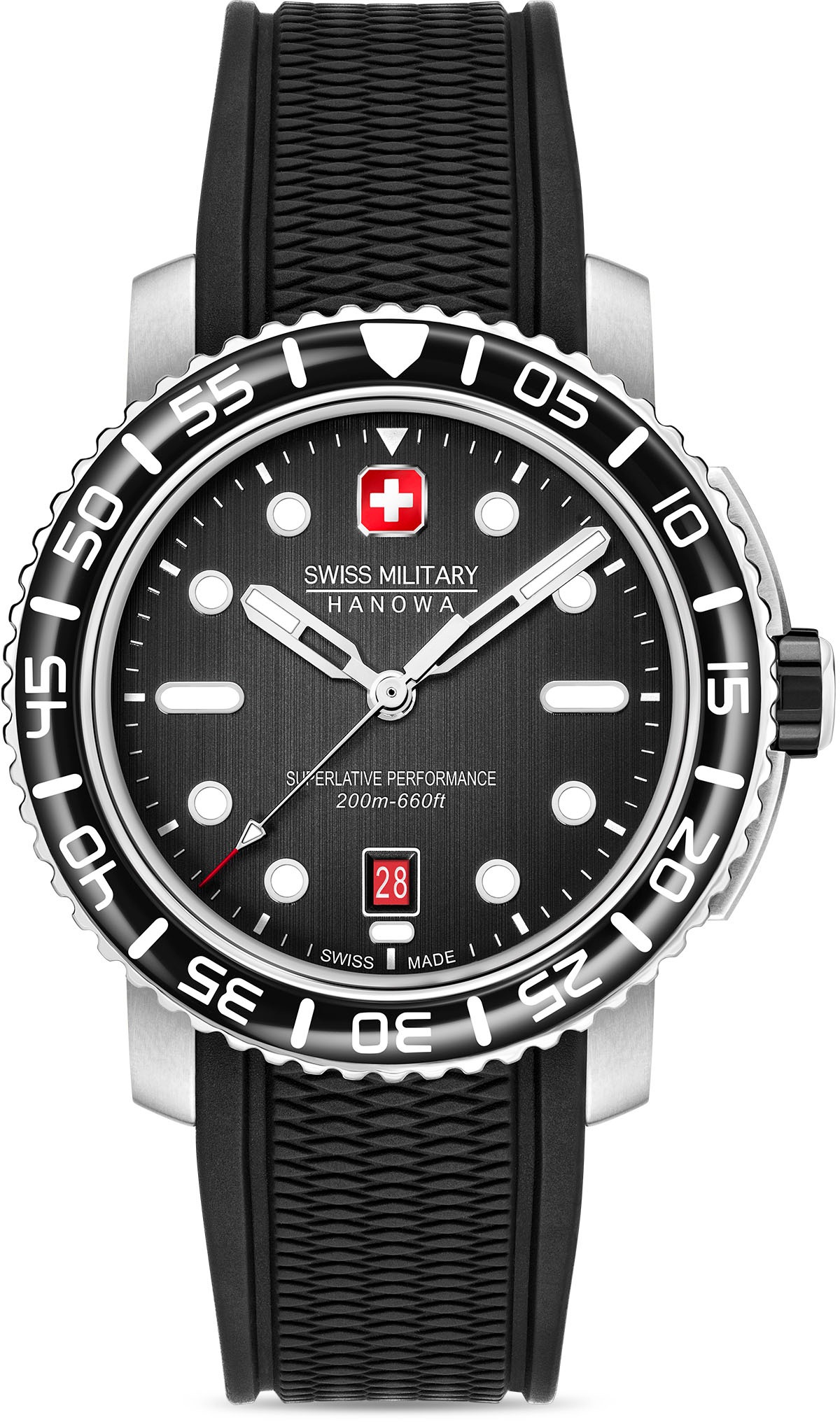 Swiss Military Hanowa Quarzuhr »BLACK MARLIN, SMWGN0001701«, Armbanduhr, Herrenuhr, Schweizer Uhr, Swiss Made, Datum, Saphirglas